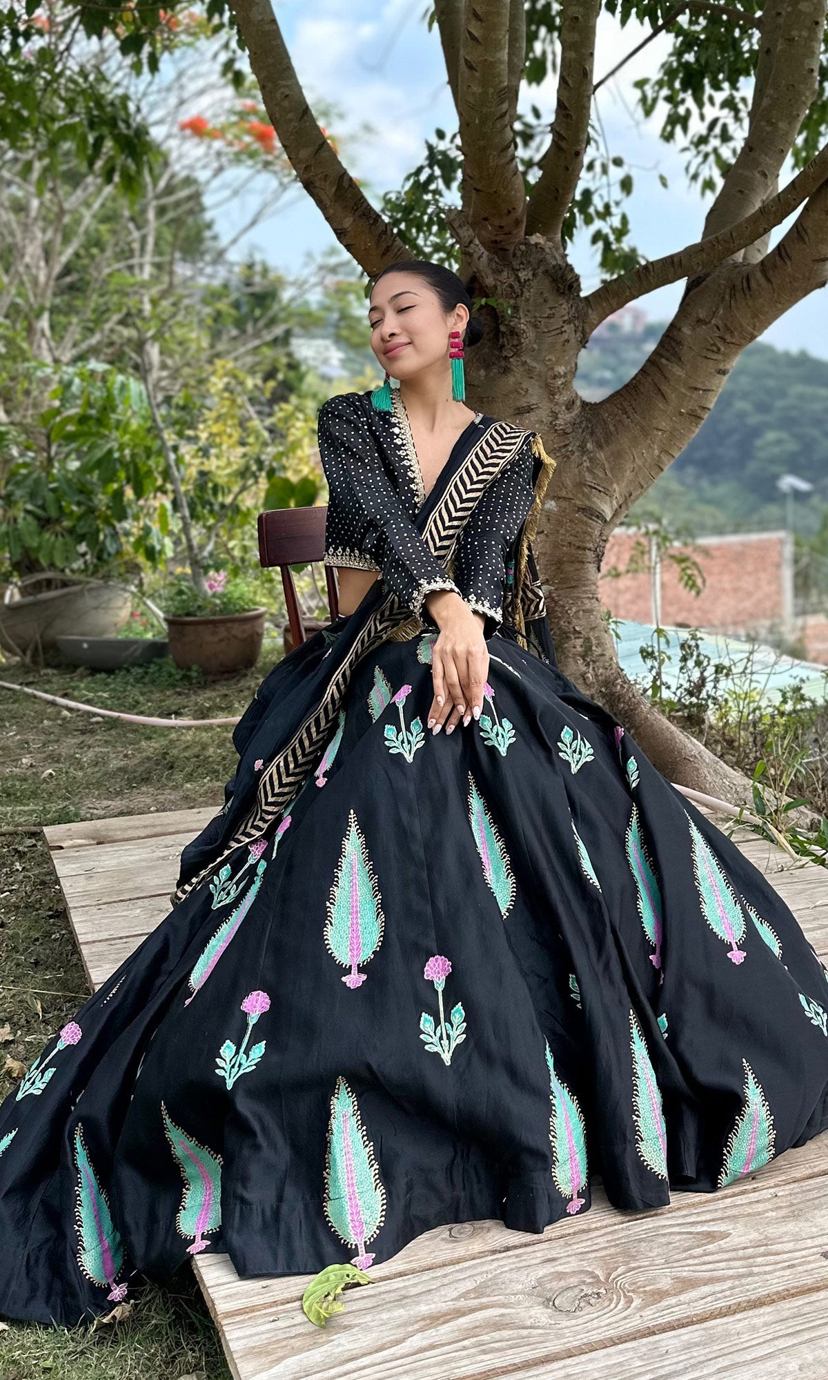 Isha Bohra In Rasiya Black Block Print Lehenga