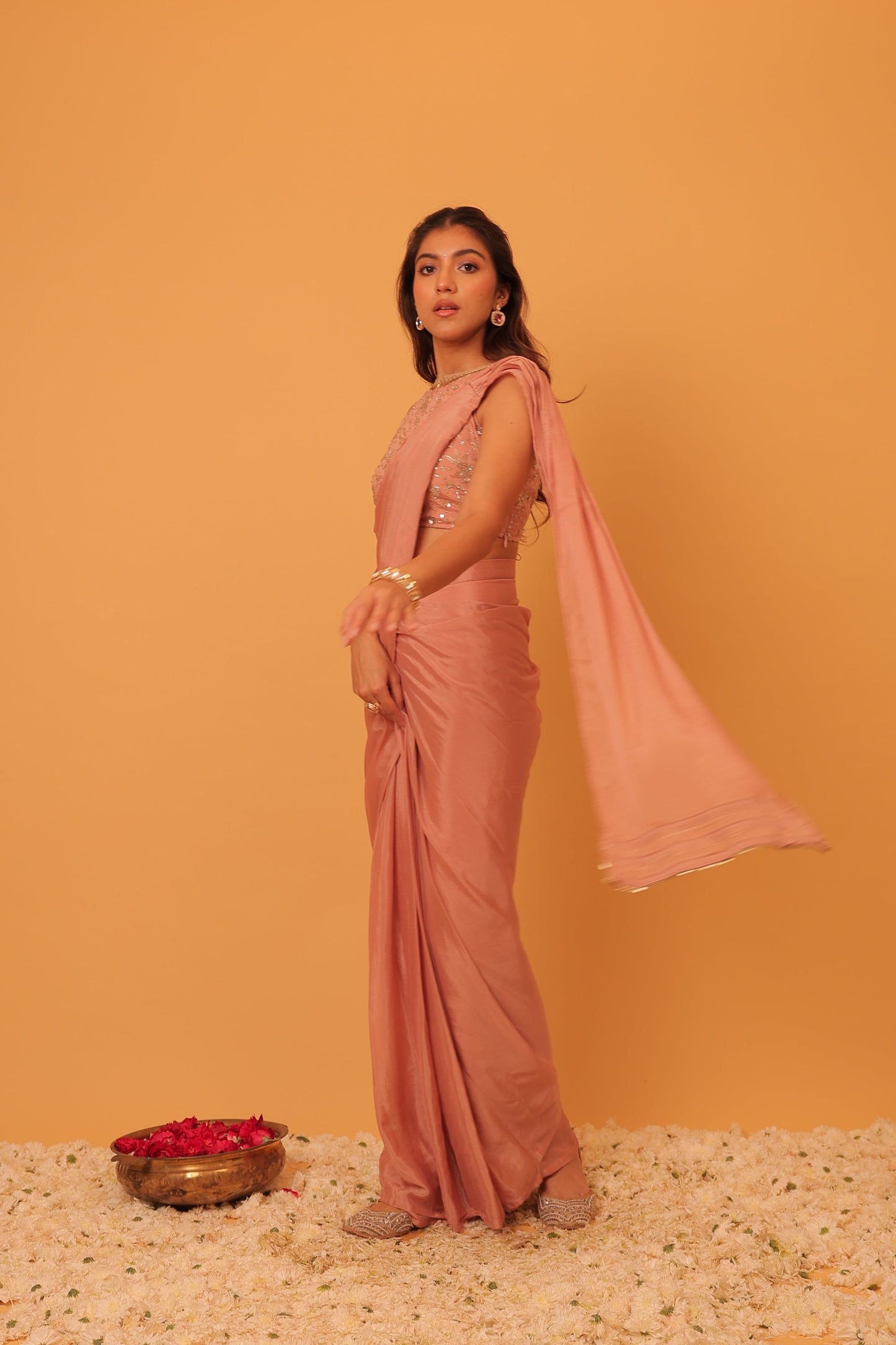Nazaakat Mehfil Blush Pink Drape Sari Set