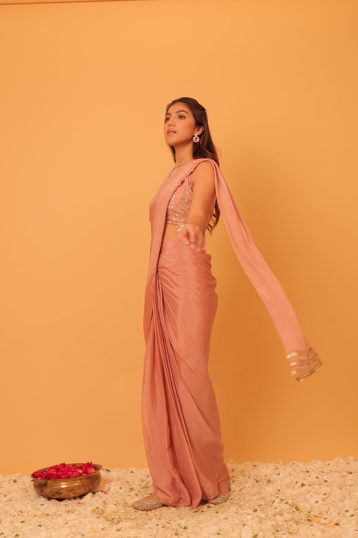 Nazaakat Mehfil Blush Pink Drape Sari Set