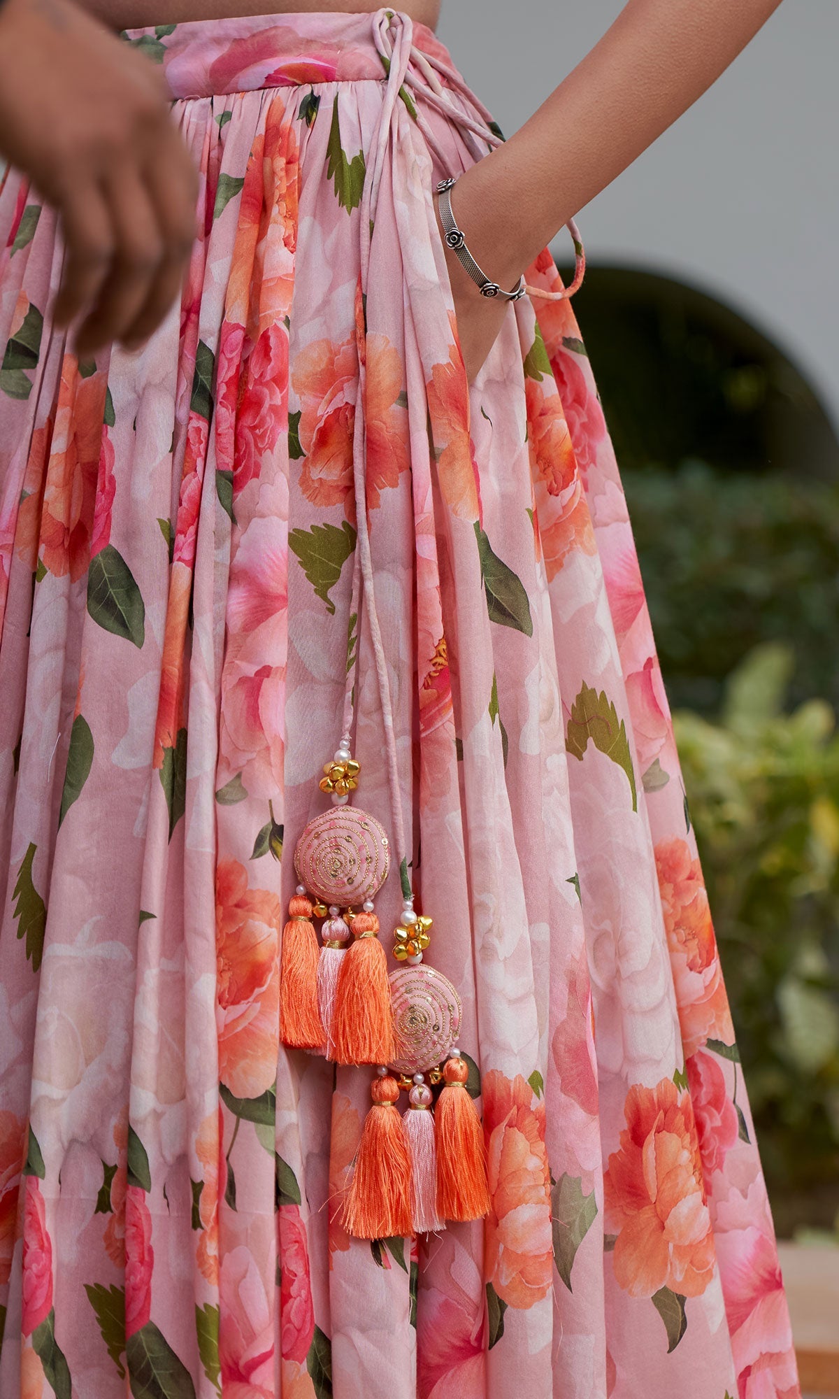 AZRA PINK FLORAL PRINTED FLORAL LEHENGA WITH FLORAL PRINTED BLOUSE AND DUPATTA - SET OF 3