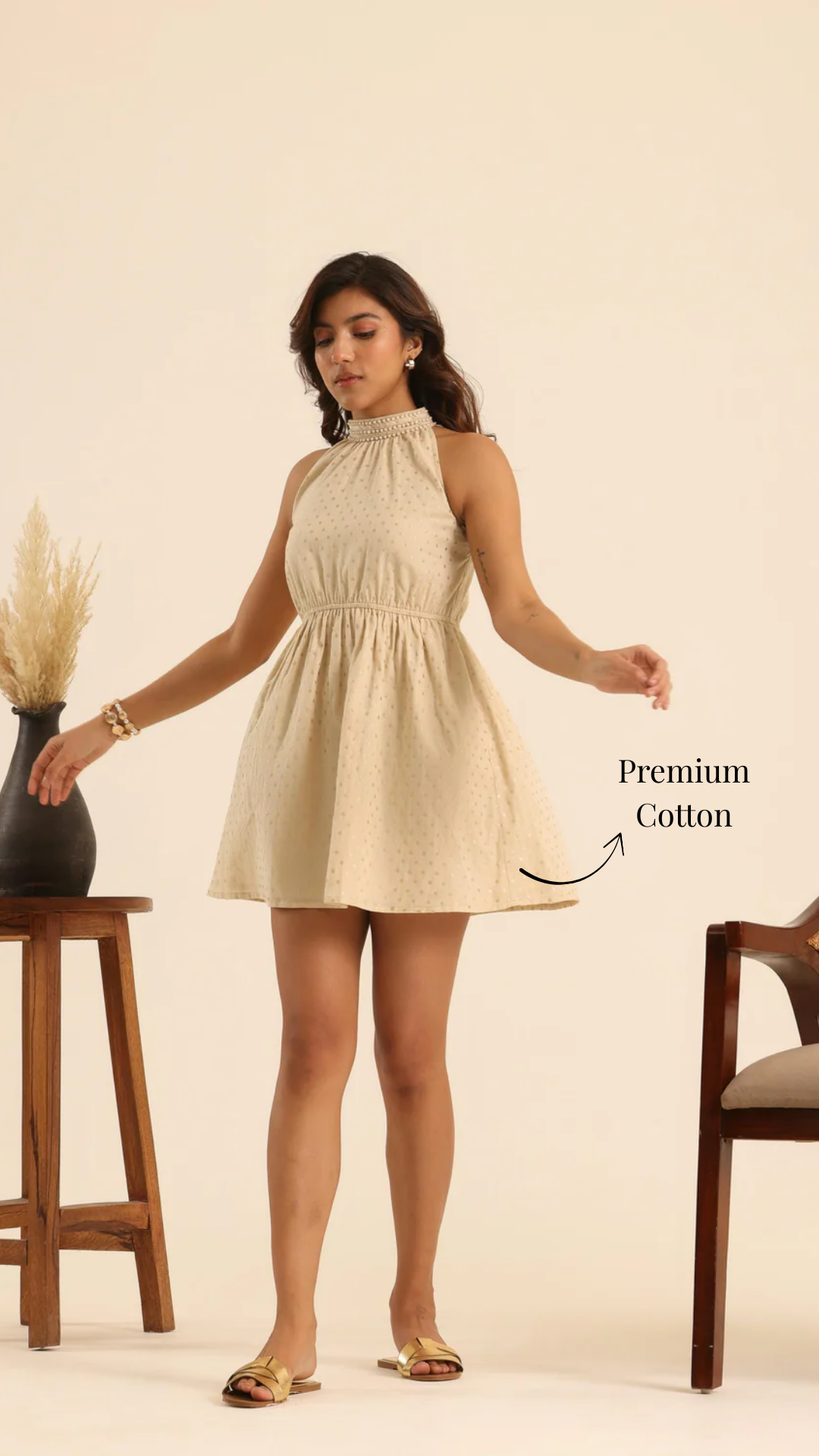 Nazaakat Golden Glimmer Short Dress
