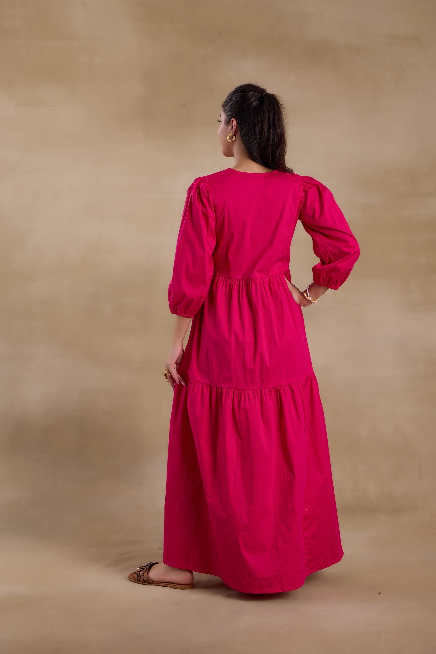 Nazaakat Essentials Fuchsia Flared Long Dress