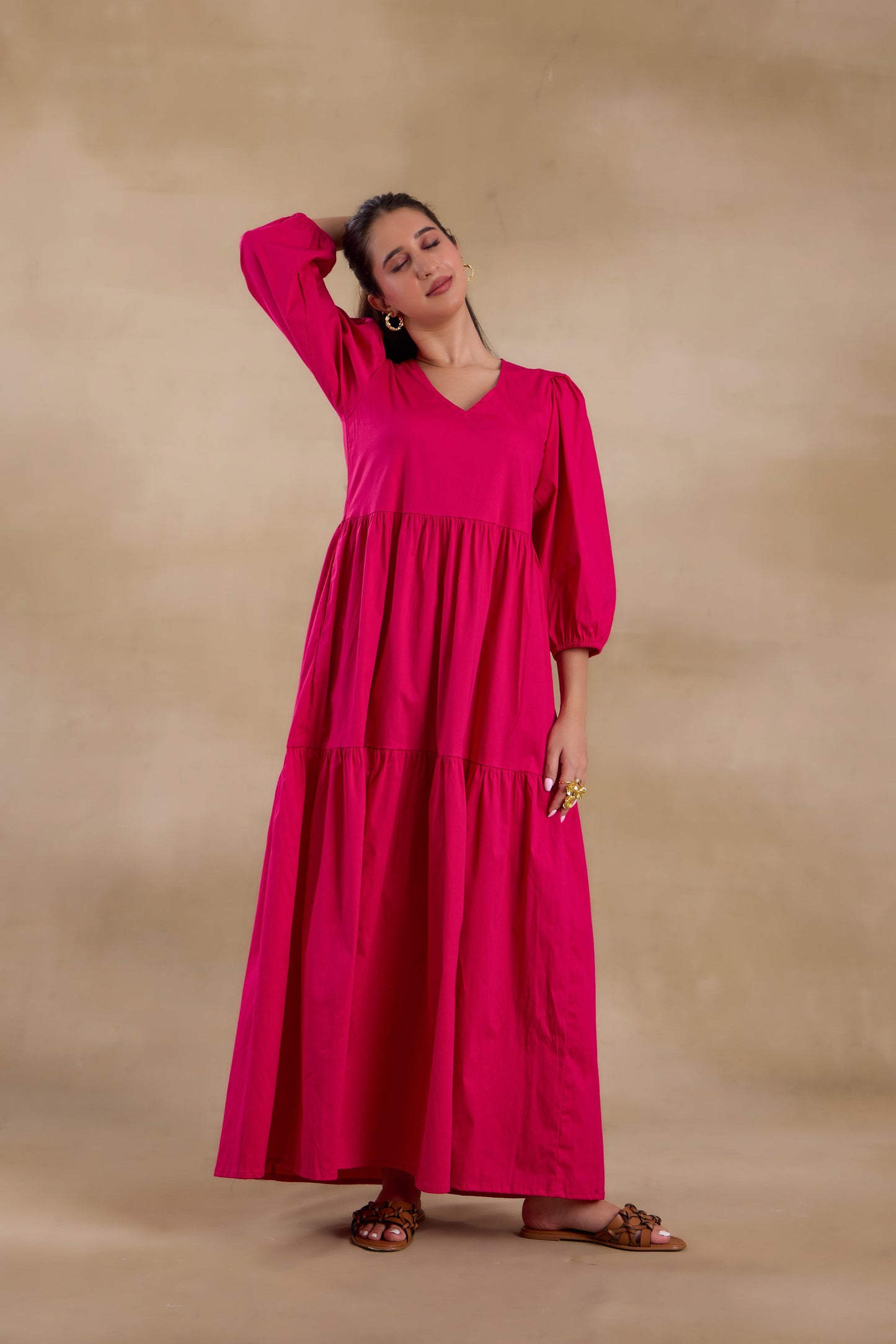 Nazaakat Essentials Fuchsia Flared Long Dress