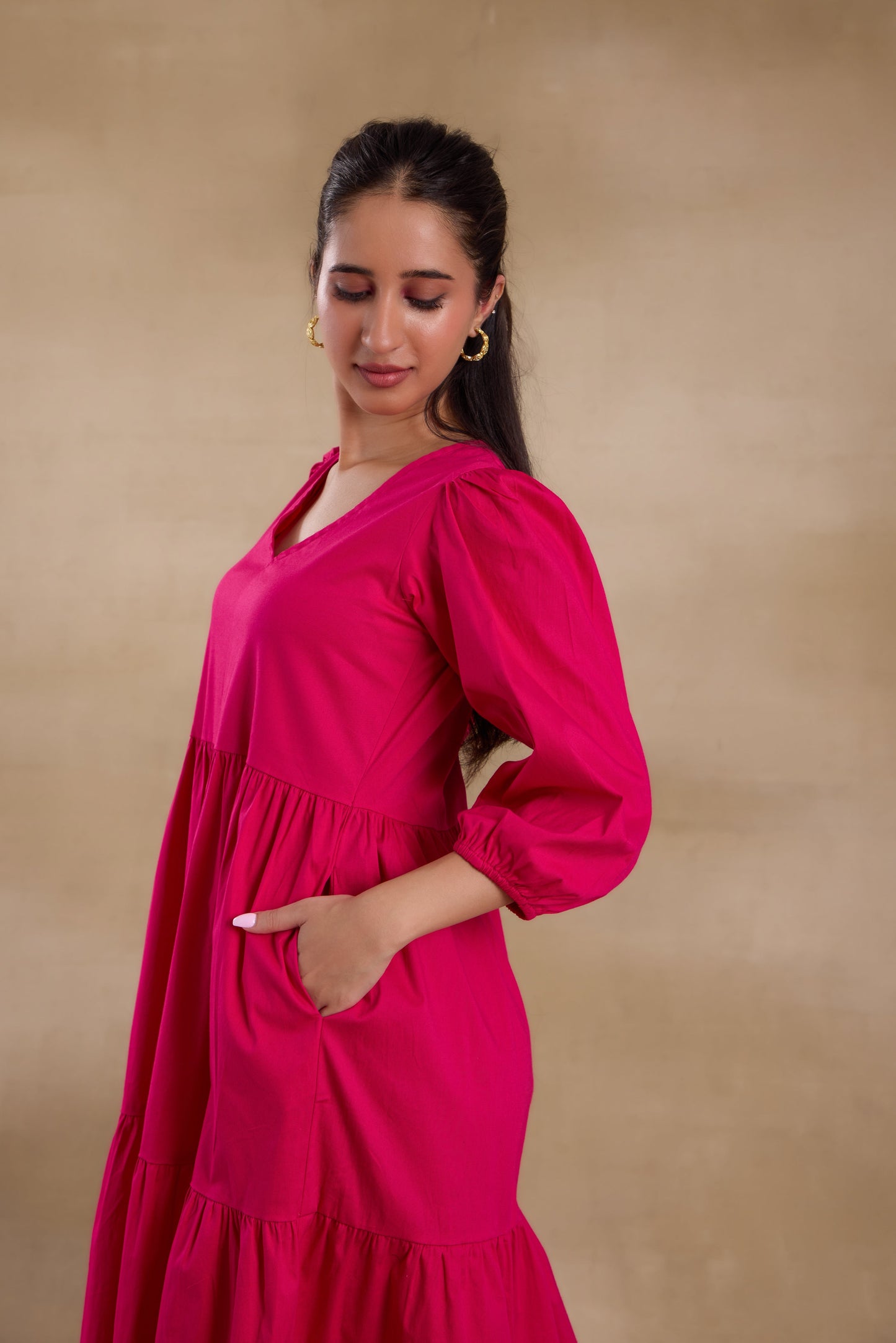 Nazaakat Essentials Fuchsia Flared Long Dress