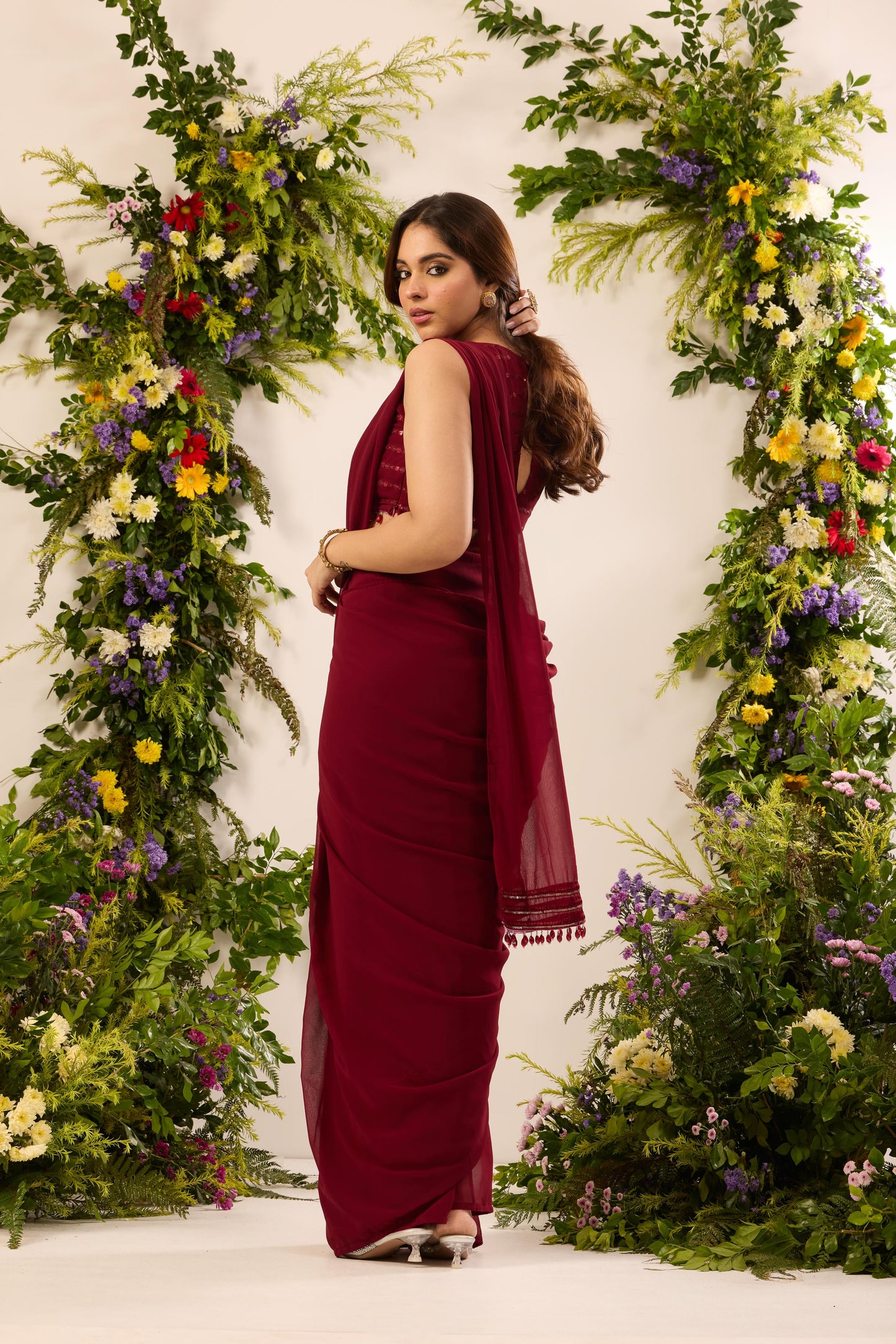 Mastaani Ruby Drape Saree Set