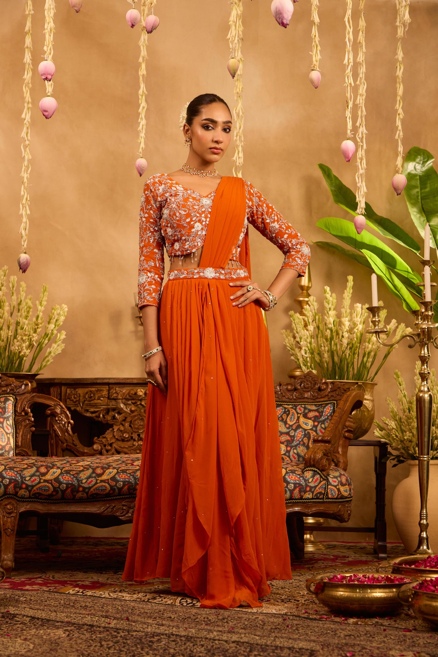 Mastaani Amber Flame Drape Saree Set