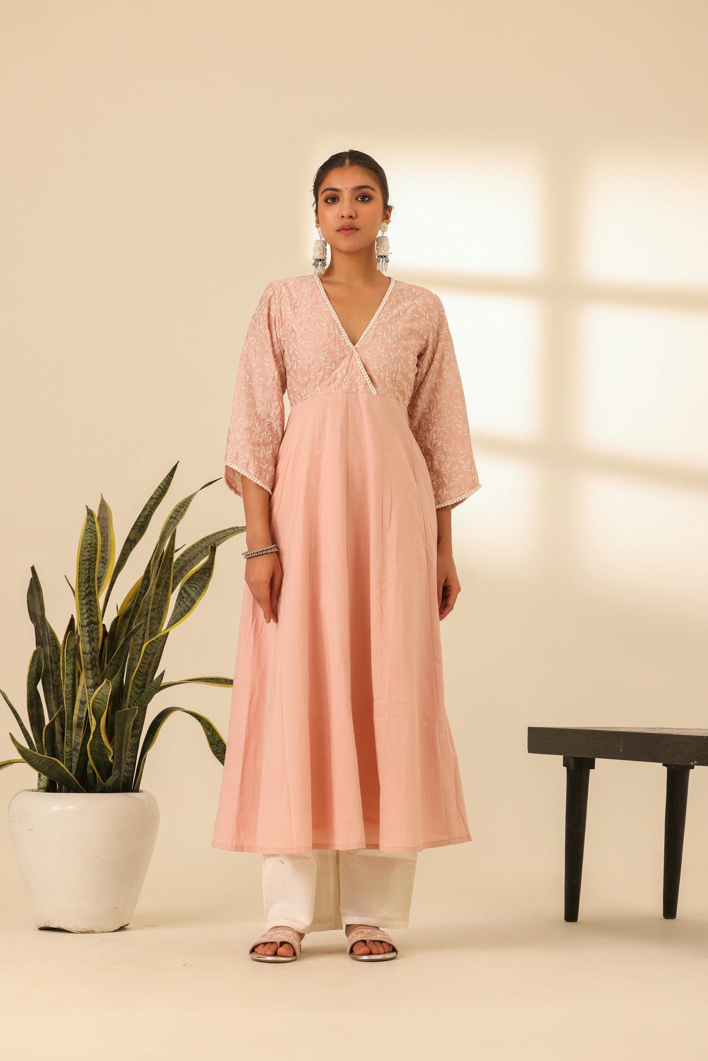 Rangrez Petal Pink Embroidered Anarkali