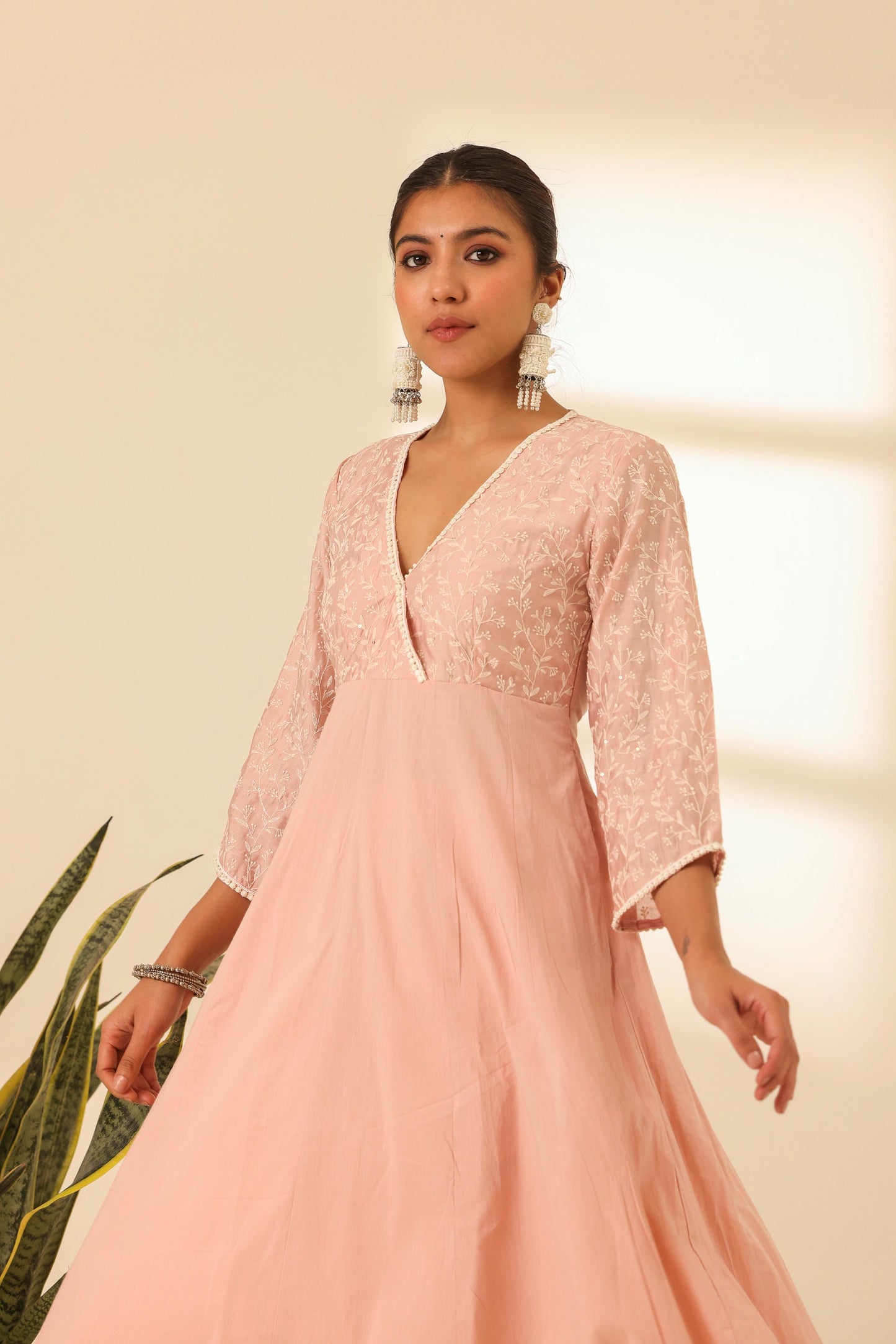 Rangrez Petal Pink Embroidered Anarkali