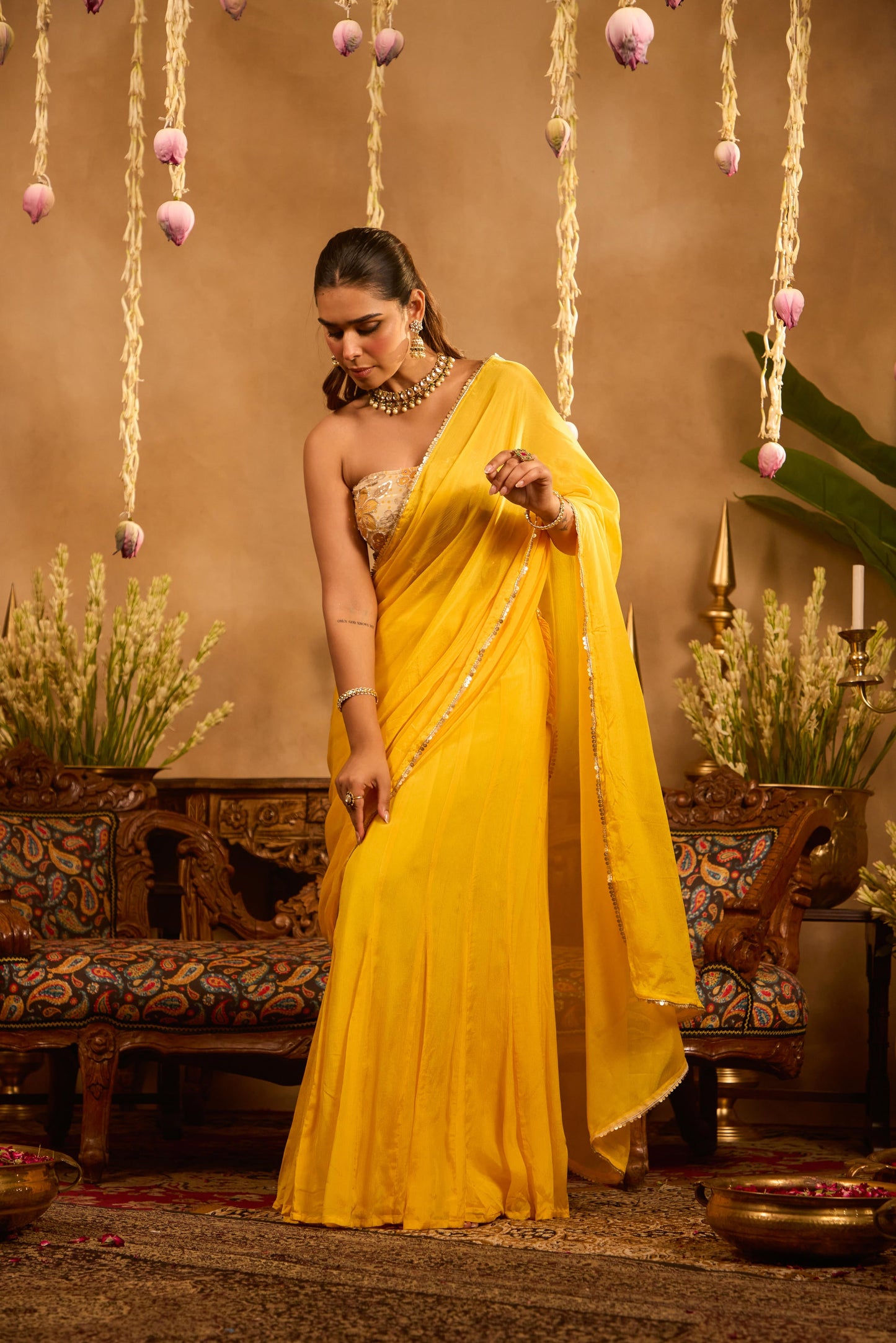 Mastaani Haldi Bloom Draped Saree Set