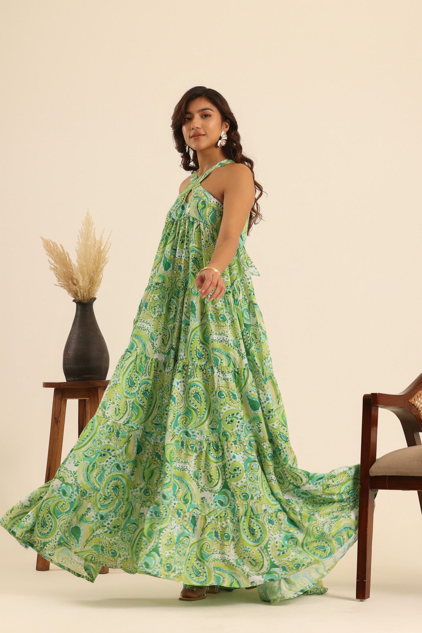 Nazaakat Mean Green Maxi Dress