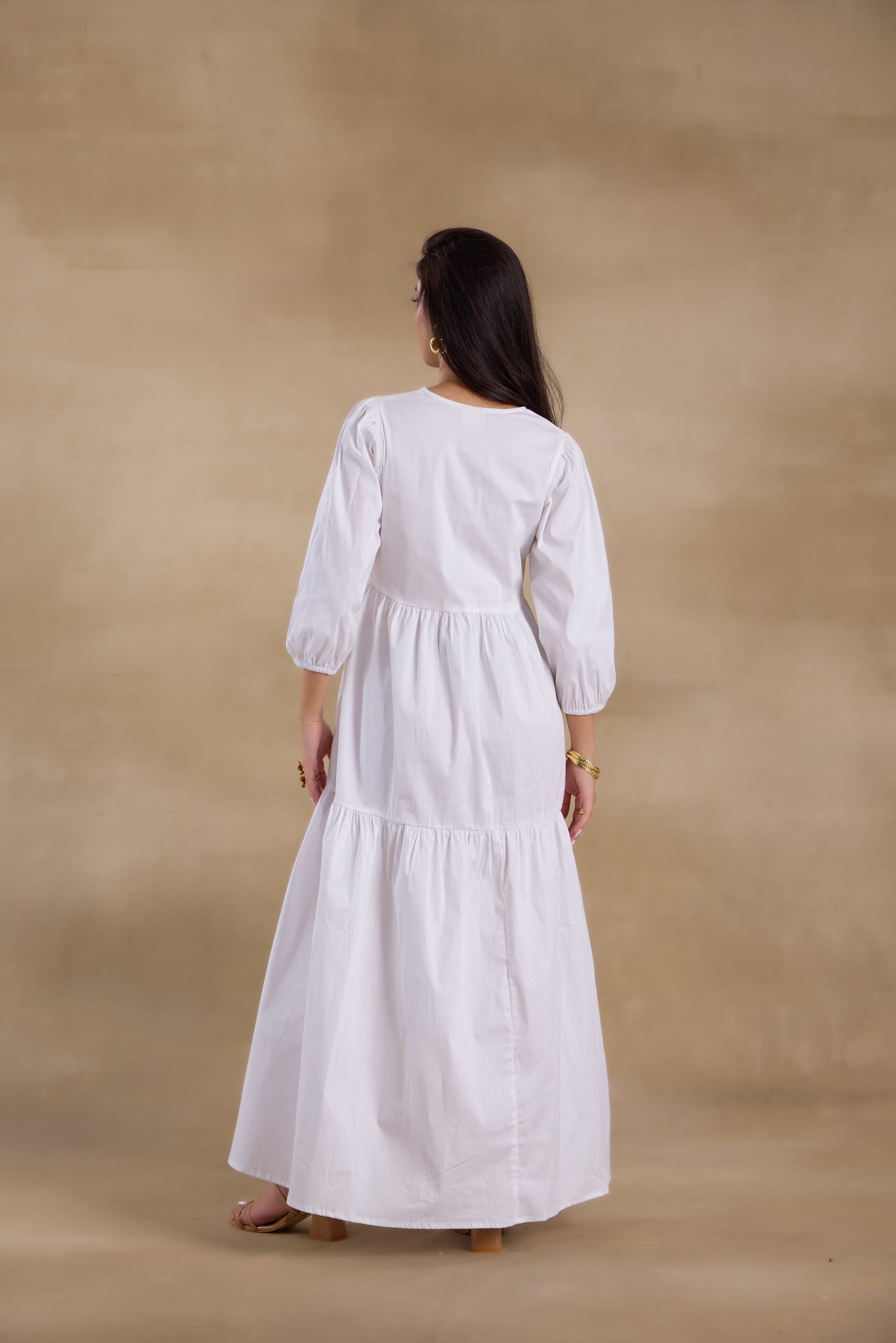Nazaakat Essentials White Flared Long Dress
