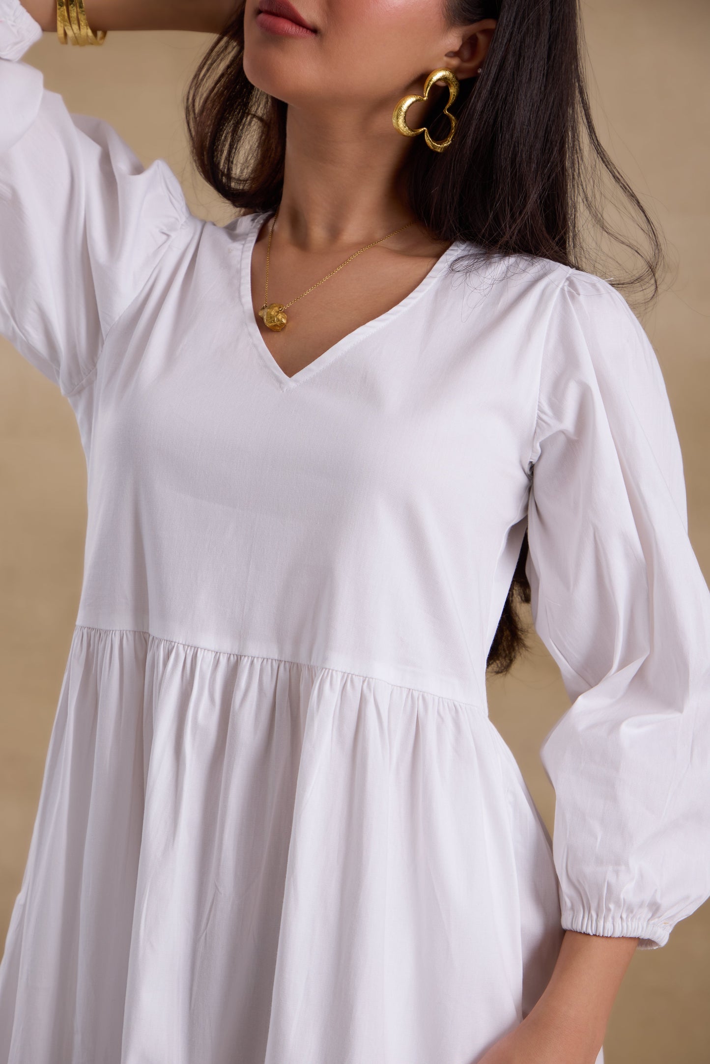 Nazaakat Essentials White Flared Long Dress