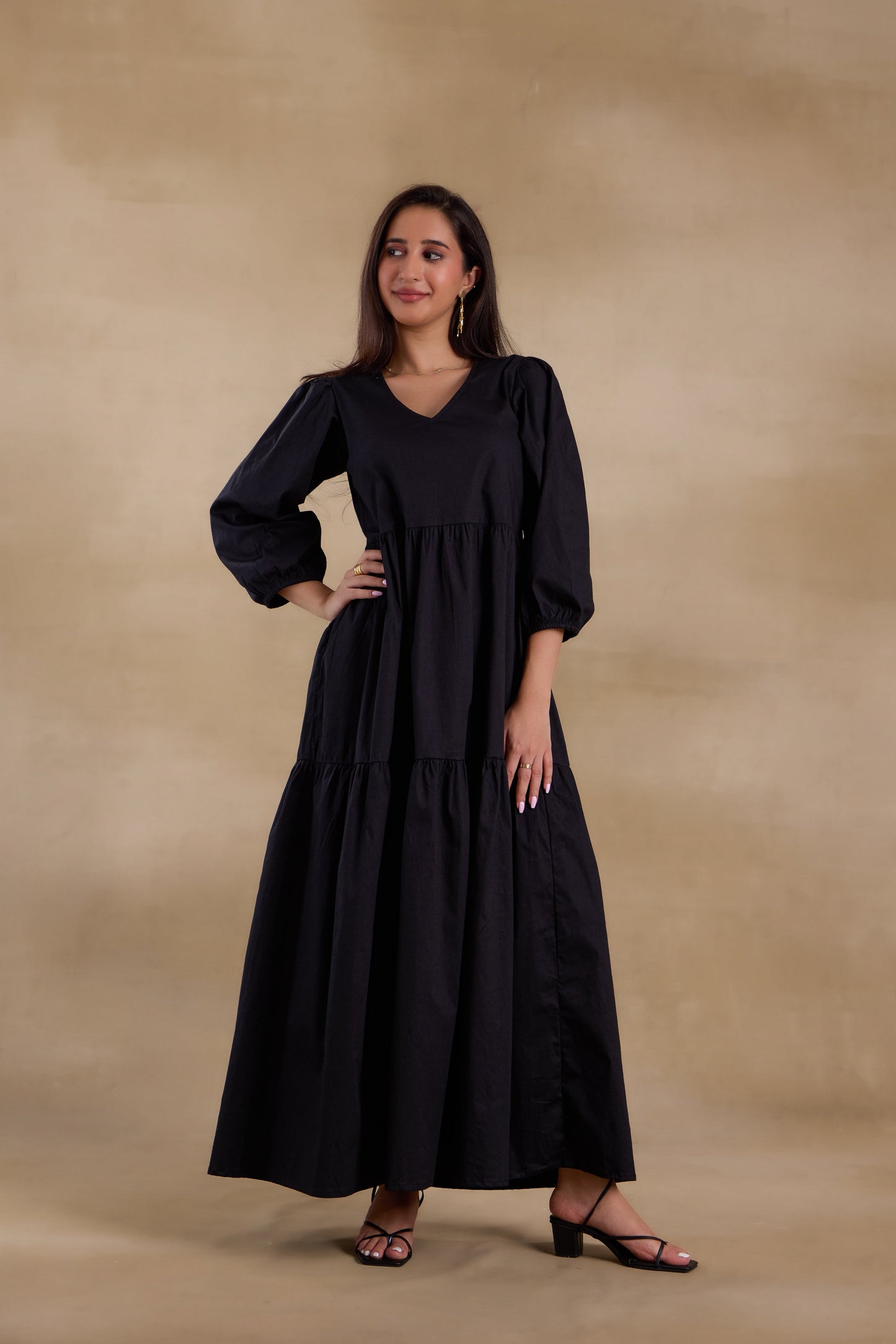 Nazaakat Essentials Black Flared Long Dress