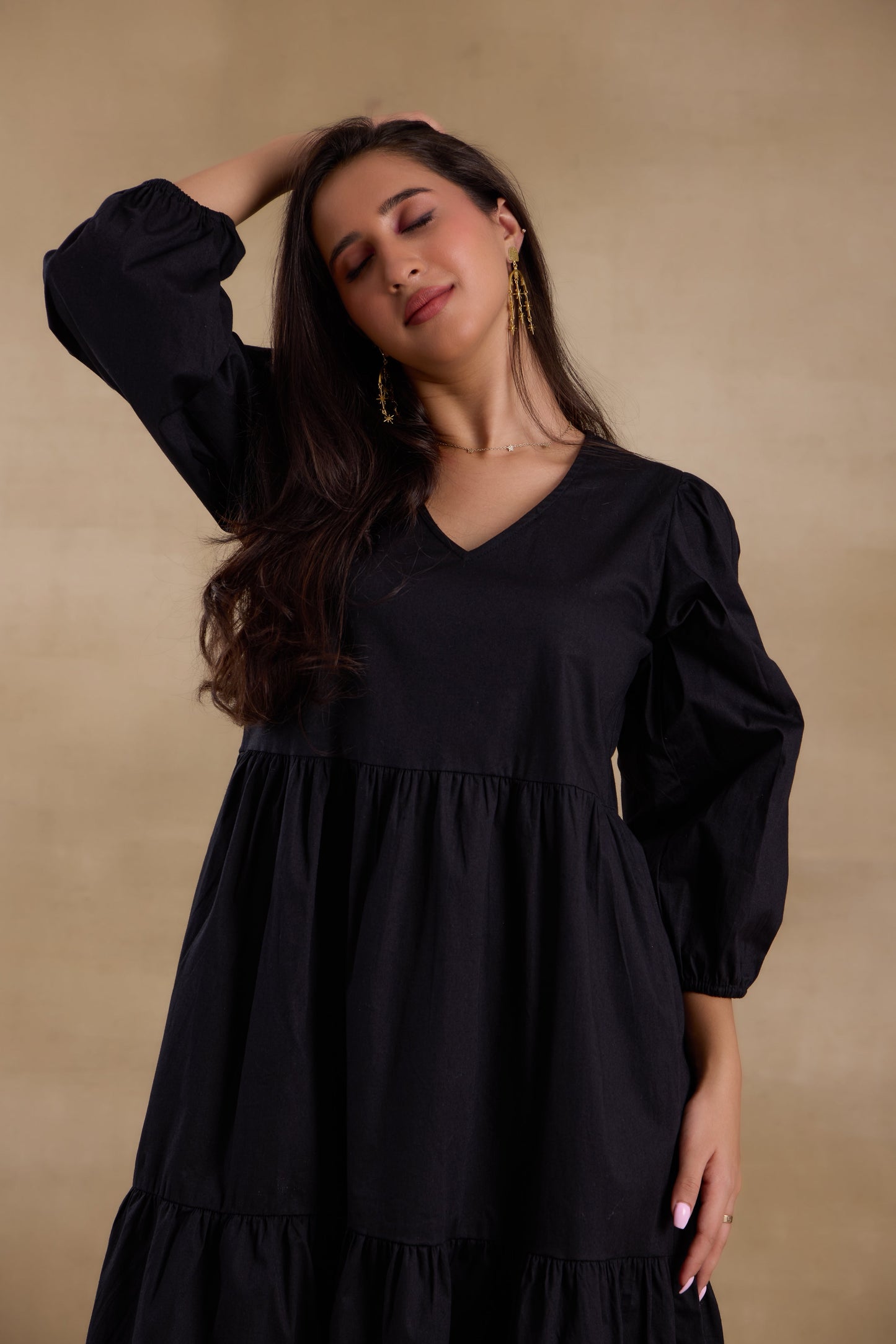 Nazaakat Essentials Black Flared Long Dress