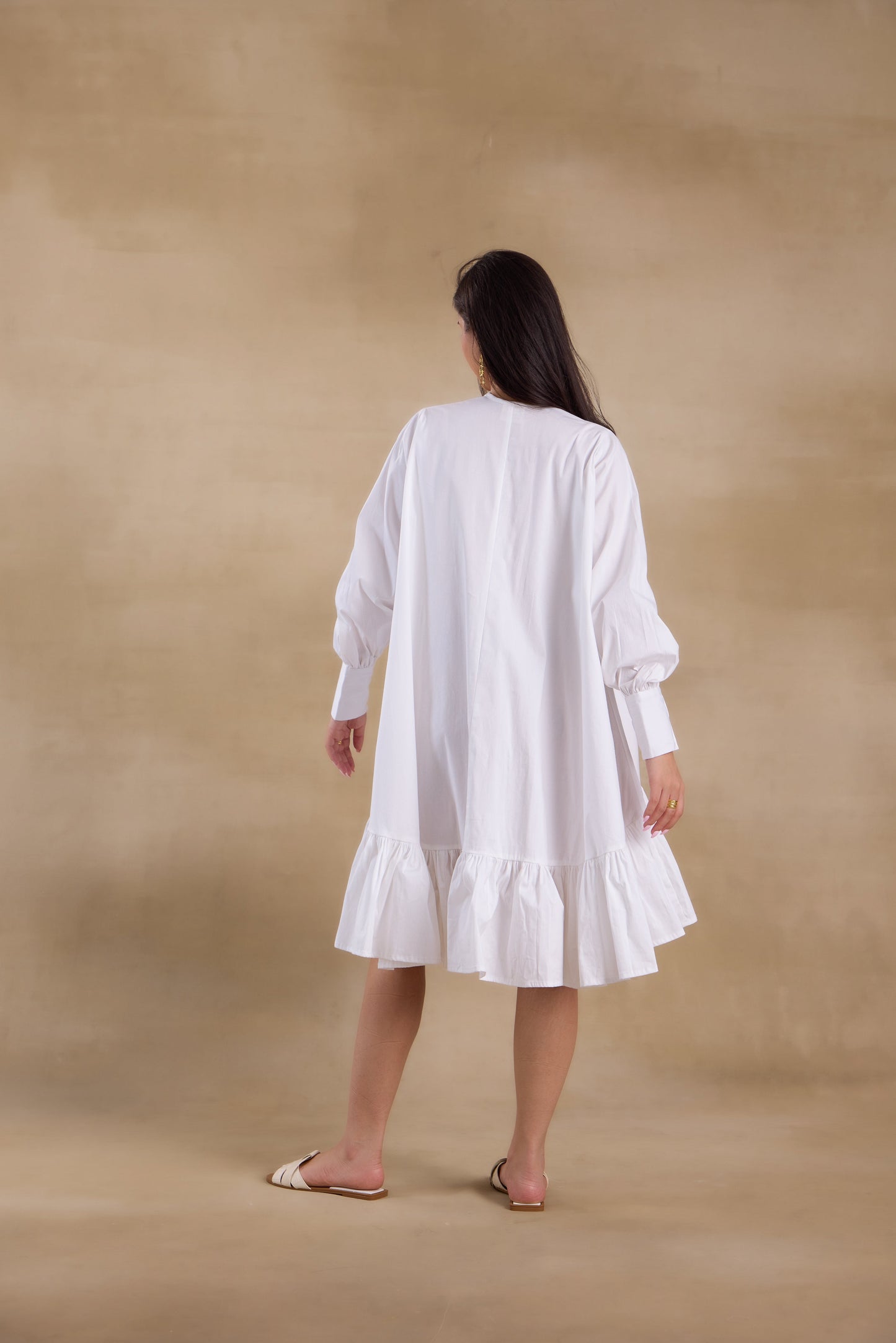 Nazaakat Essentials White Tiered Ruffle Dress