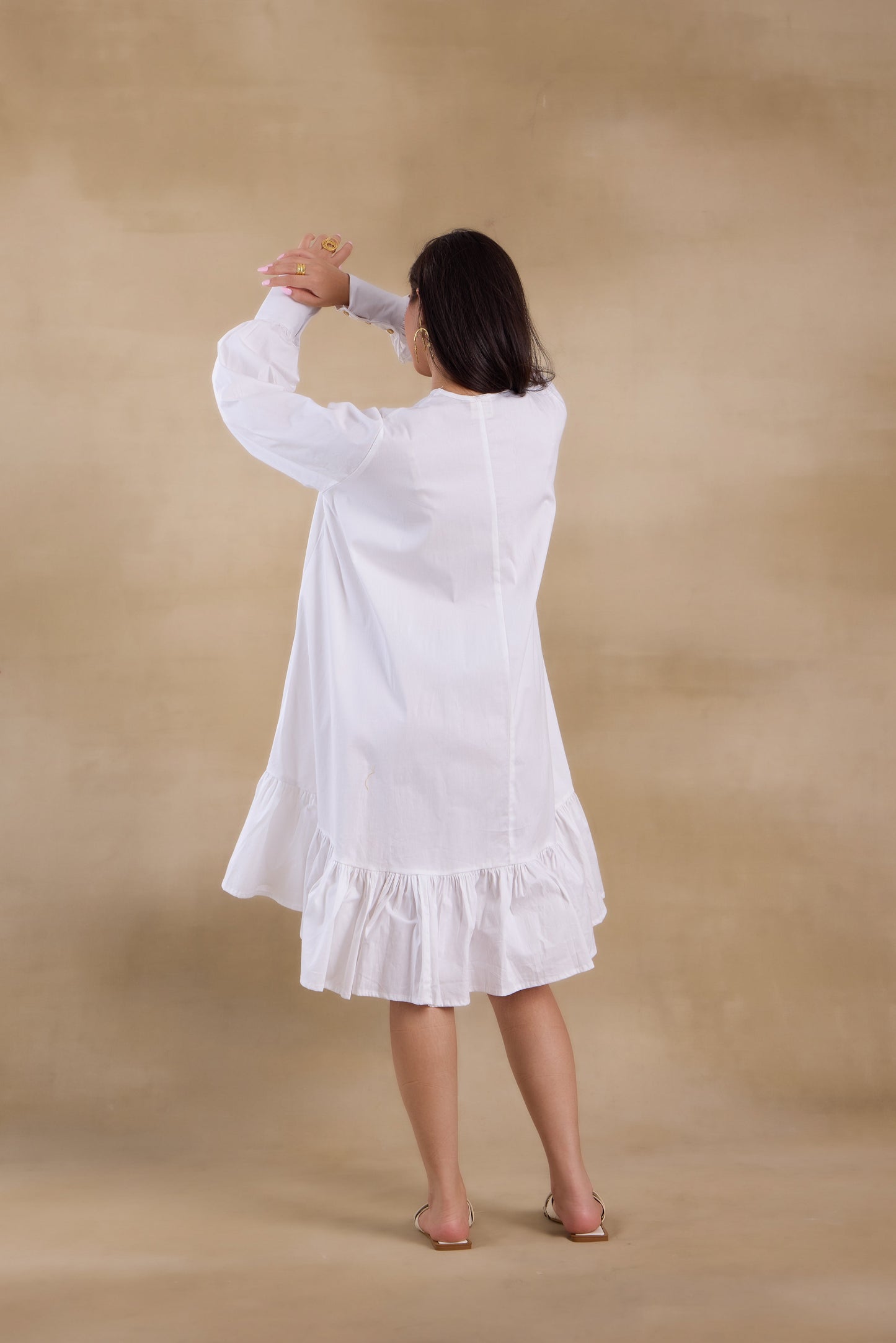 Nazaakat Essentials White Tiered Ruffle Dress