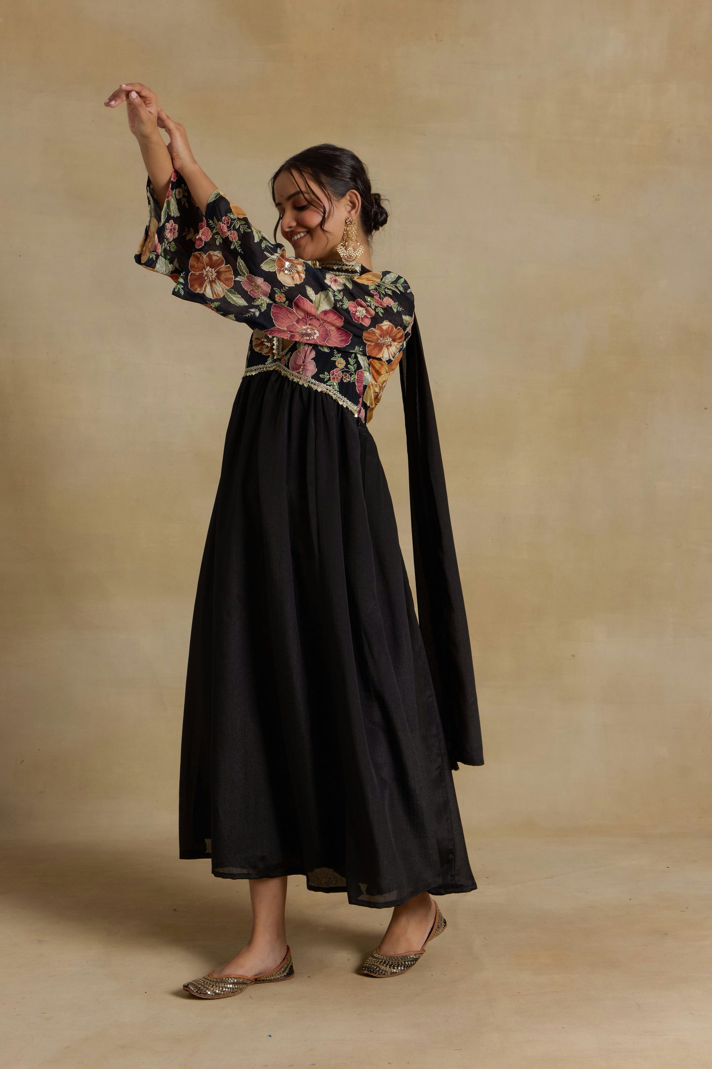 Nazaakat Noor Signature Black Anarkali with Choker Dupatta