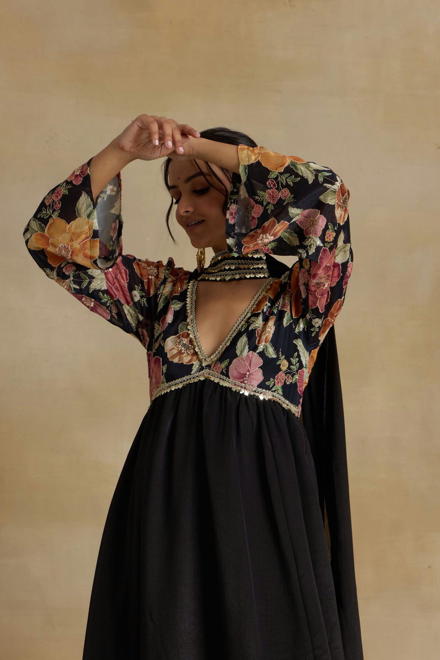 Nazaakat Noor Signature Black Anarkali with Choker Dupatta