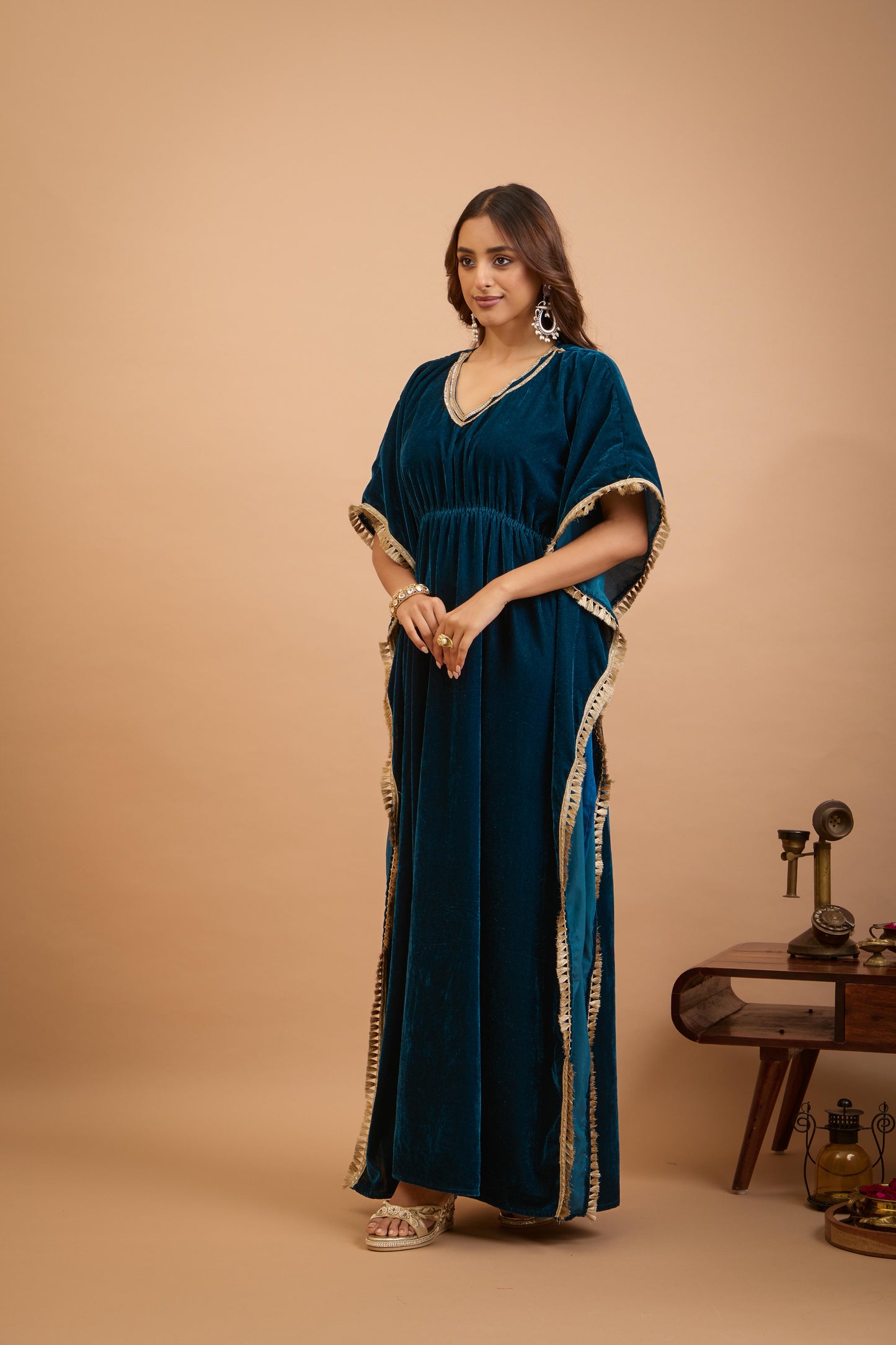 Nazaakat Jugni Bahamas Blue Velvet Bohemian Kaftan