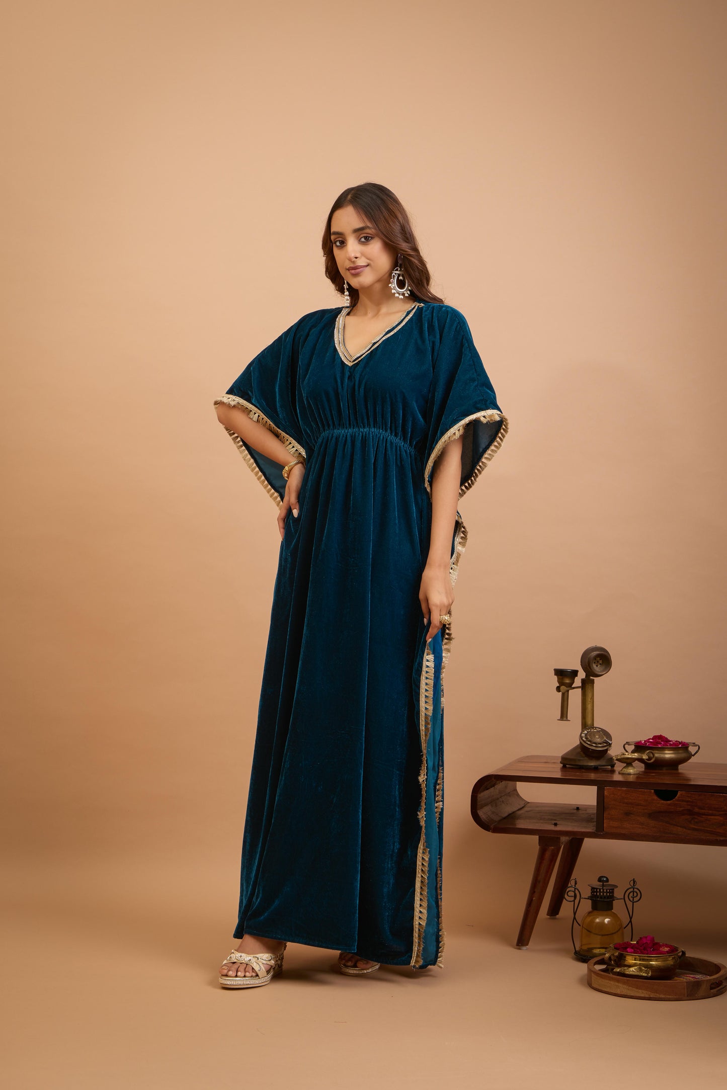 Nazaakat Jugni Bahamas Blue Velvet Bohemian Kaftan