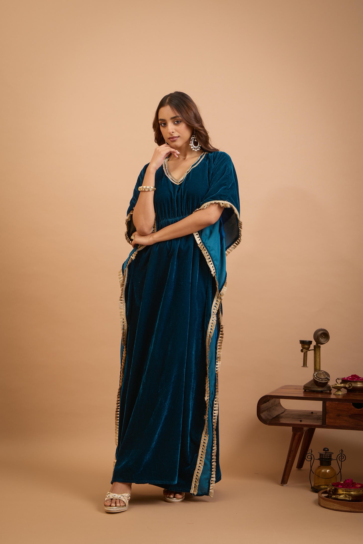 Nazaakat Jugni Bahamas Blue Velvet Bohemian Kaftan