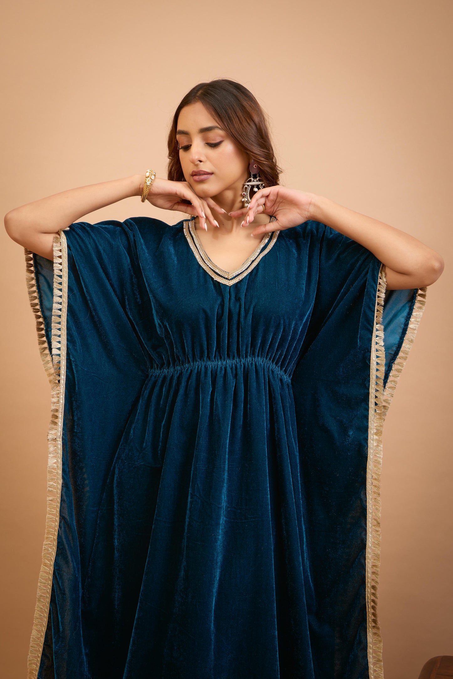 Nazaakat Jugni Bahamas Blue Velvet Bohemian Kaftan