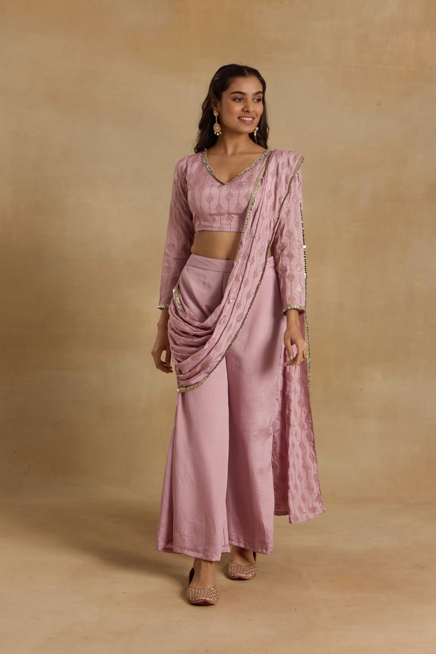 Nazaakat Heer Lilac Ready To Wear Pant Sari Set