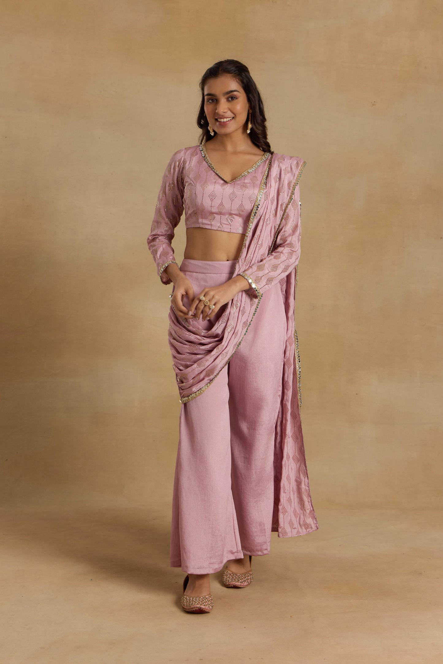 Nazaakat Heer Lilac Ready To Wear Pant Sari Set