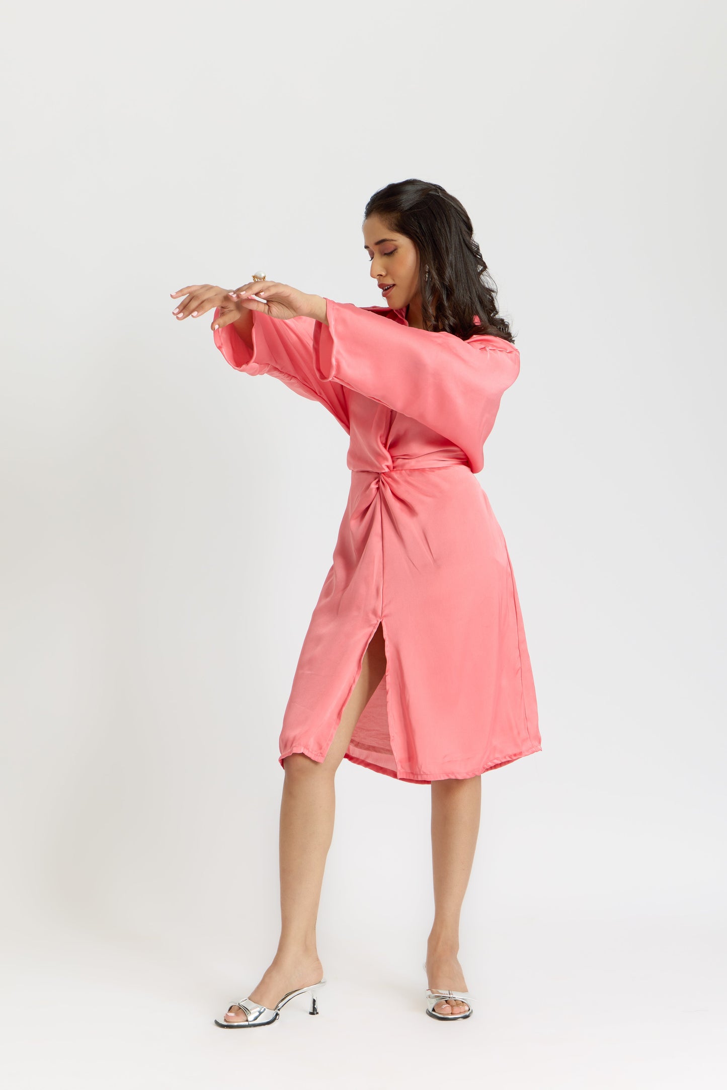 Nazaakat Cairo Bubblegum Front Knot Dress