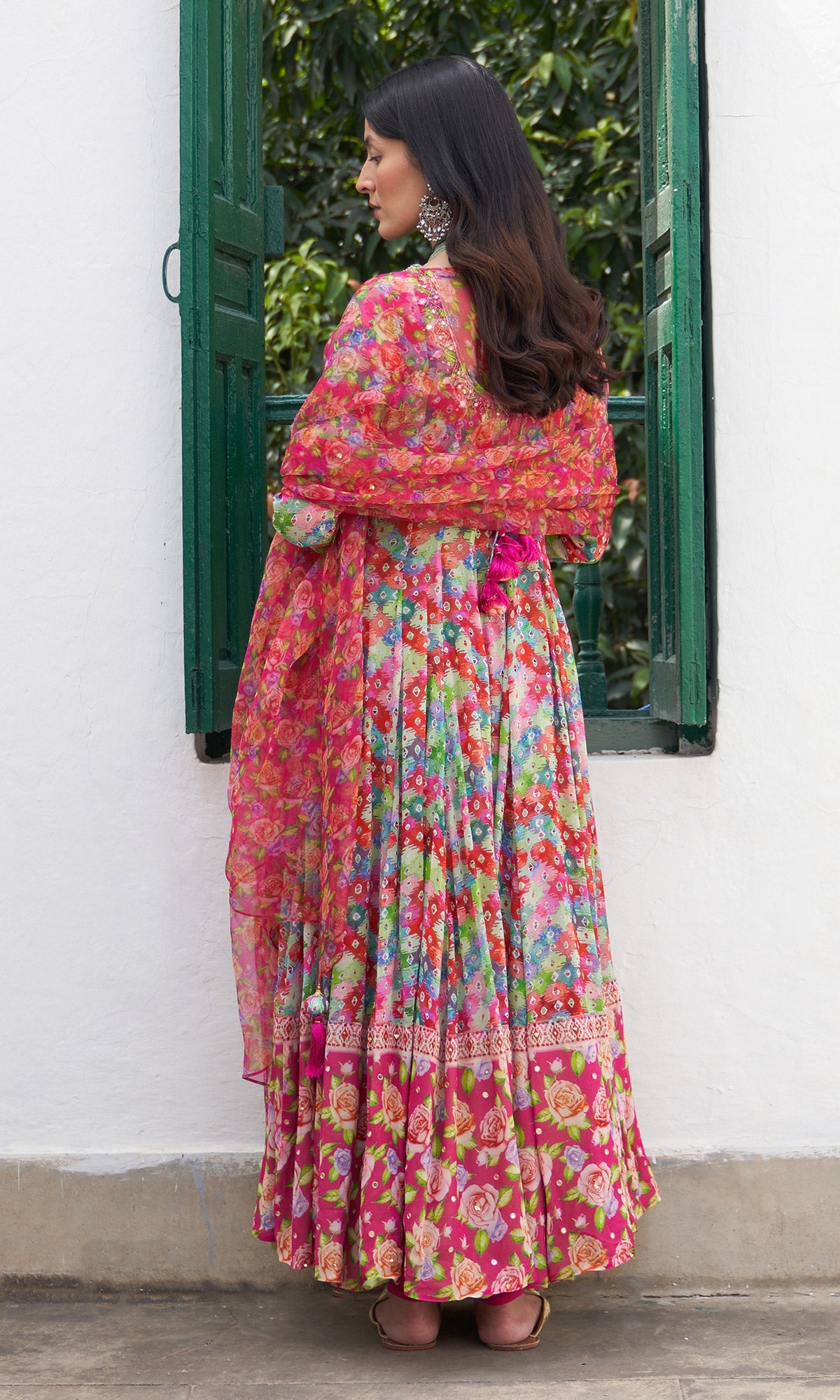 Gulafsha Multi Ikat Floral Print Lehenga With Blouse And Dupatta ( Set Of 3)