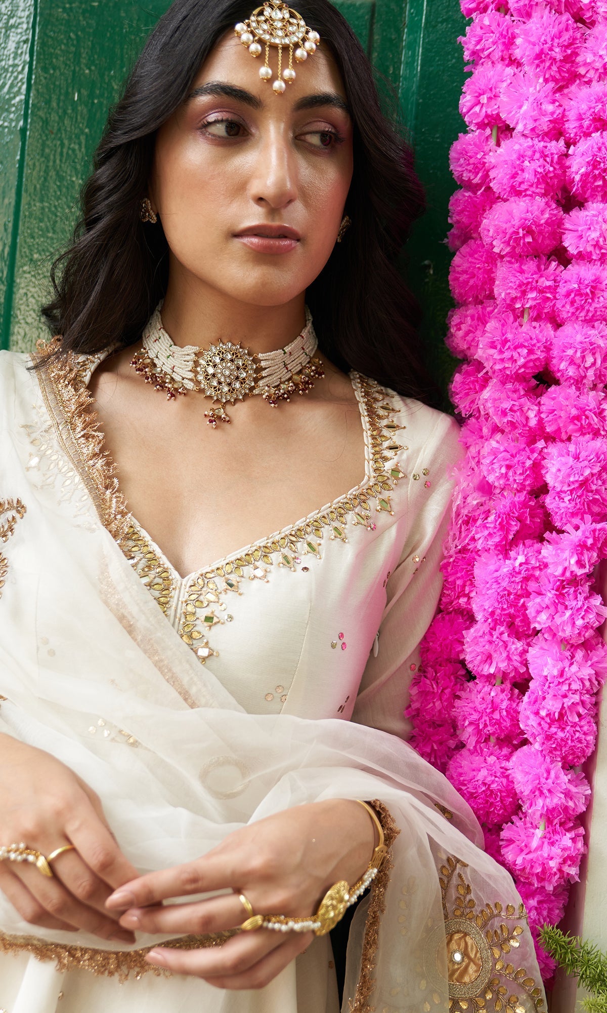Divya Khosla Kumar in Jhilmil White Lehenga With Kurta And Dupatta Set Of 3