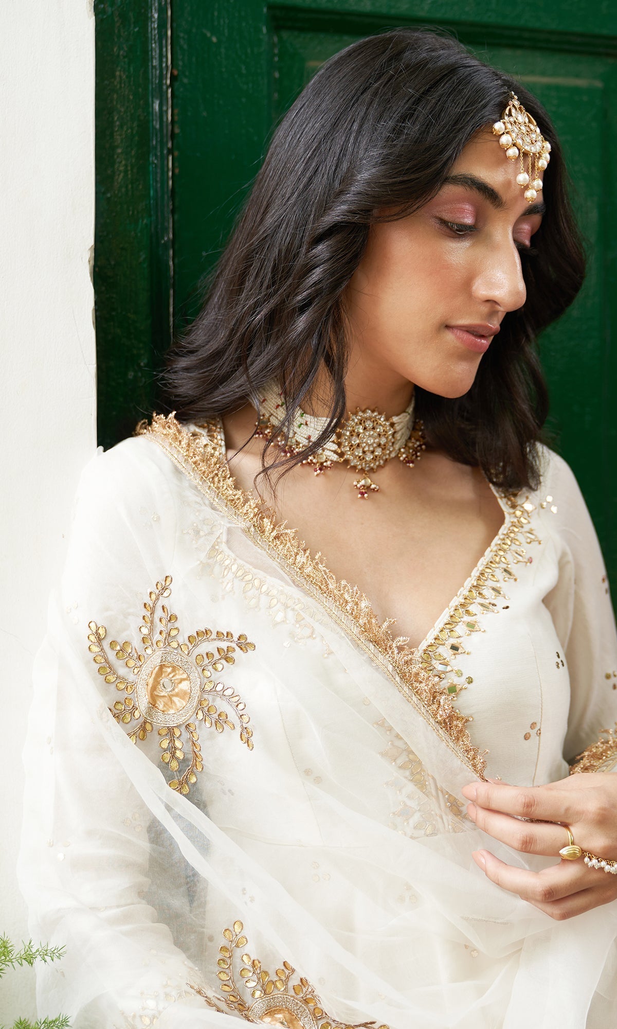 Divya Khosla Kumar in Jhilmil White Lehenga With Kurta And Dupatta Set Of 3
