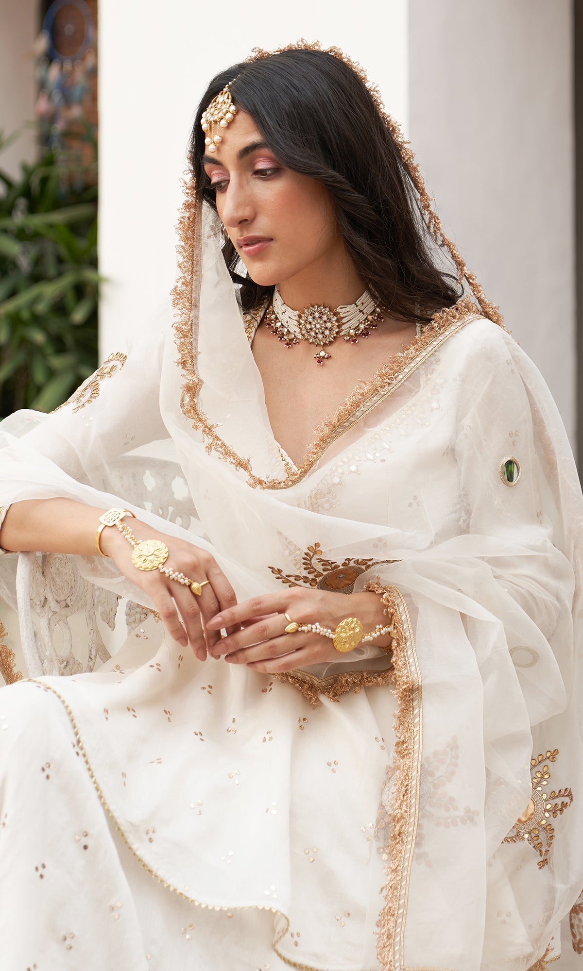 Divya Khosla Kumar in Jhilmil White Lehenga With Kurta And Dupatta Set Of 3