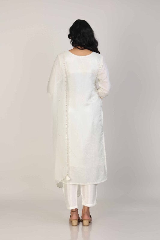 Pearl 3/4th Sleeves Dola Silk Embellishment work with sequin work placement Calf length Kurta Set - With Dupatta