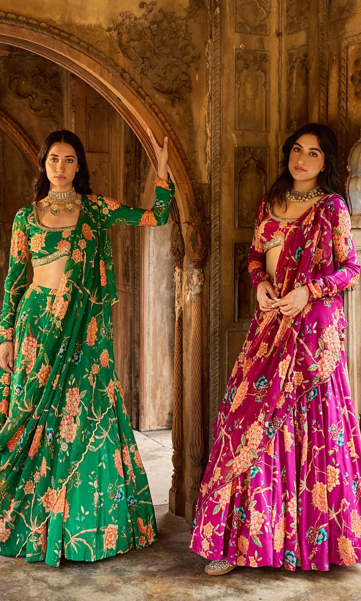 Zoya Pink Floral Embroidered Lehenga with Blouse and Dupatta (set of 3)