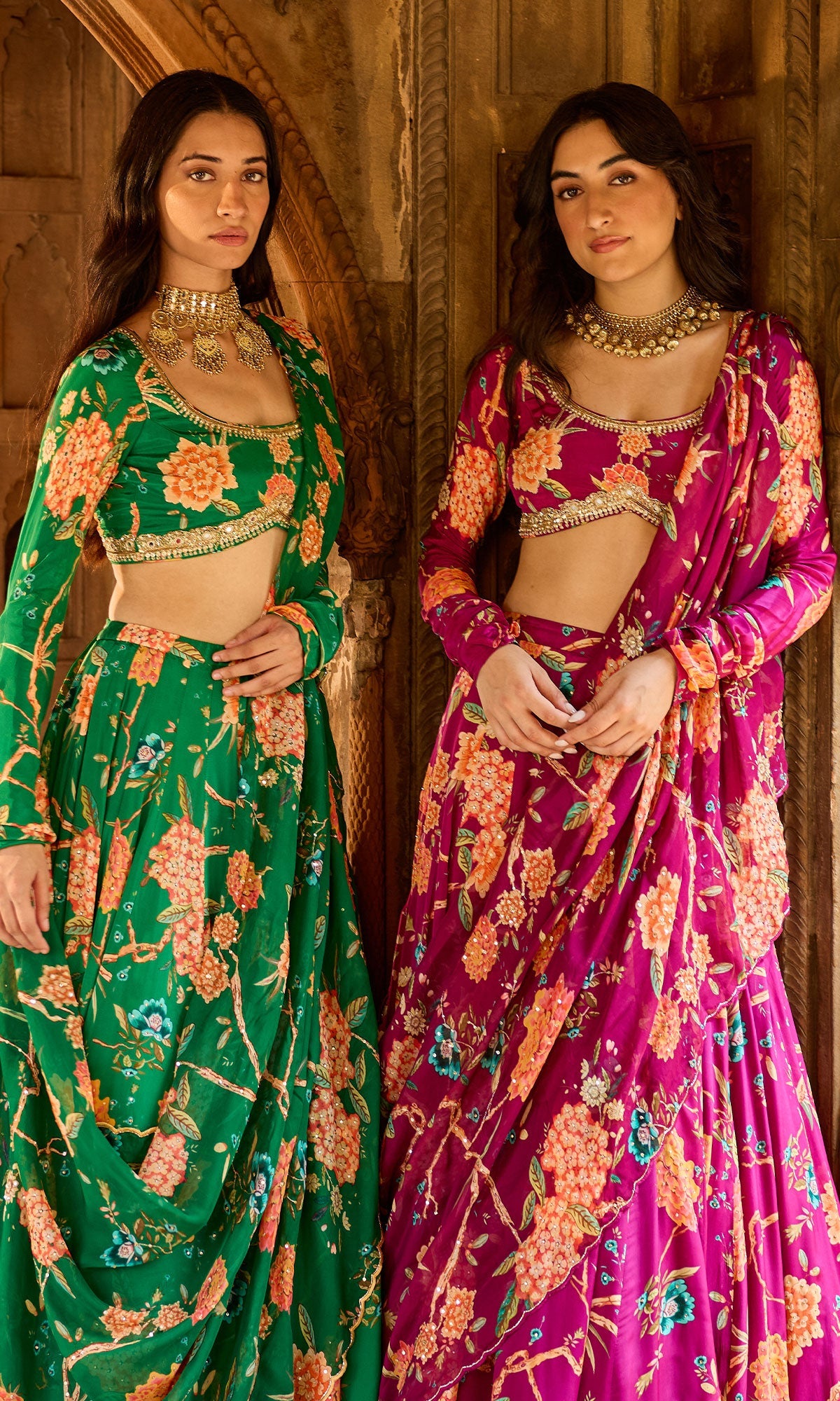 Zoya Green Floral Embroidered Lehenga with Blouse and Dupatta (set of 3)