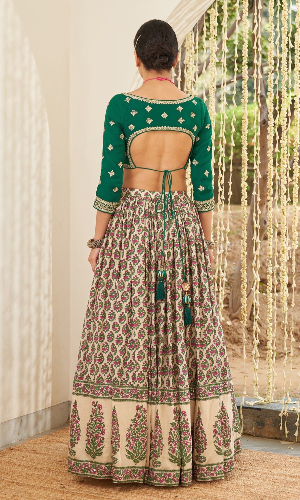 Mirzya - Mughal Printed Lehenga with embroidered blouse and dupatta - set of 3