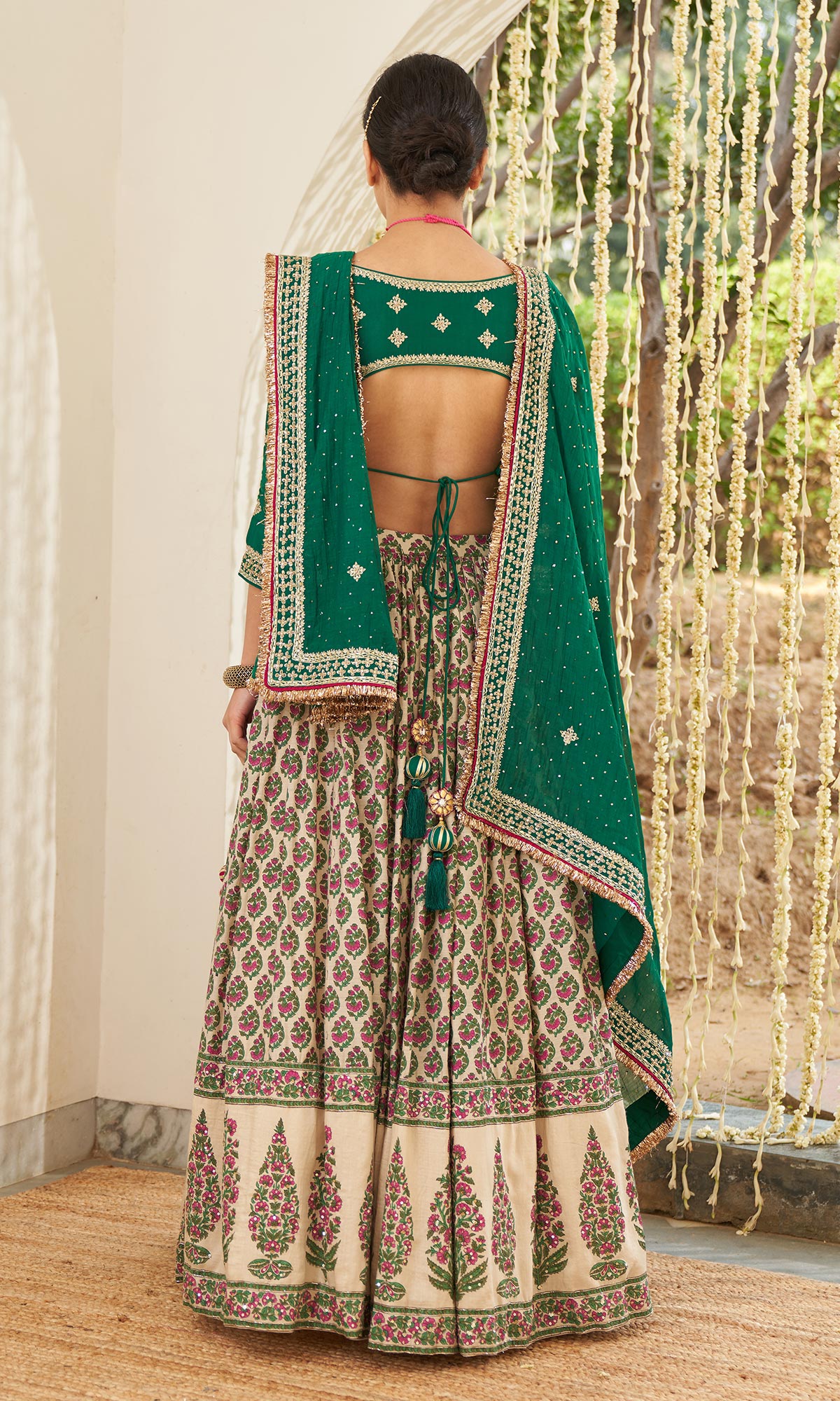 Mirzya - Mughal Printed Lehenga with embroidered blouse and dupatta - set of 3