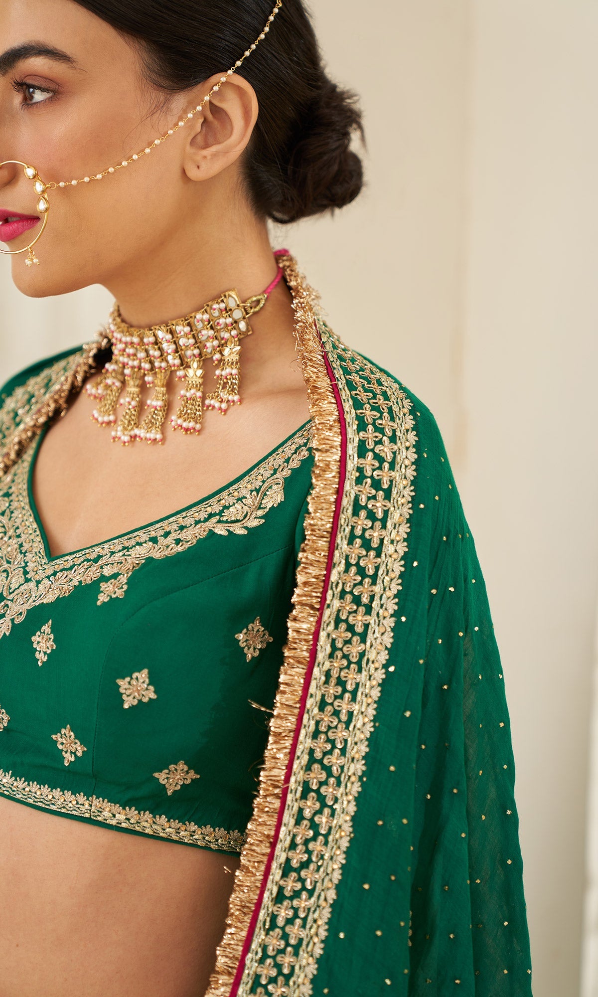 Mirzya - Mughal Printed Lehenga with embroidered blouse and dupatta - set of 3