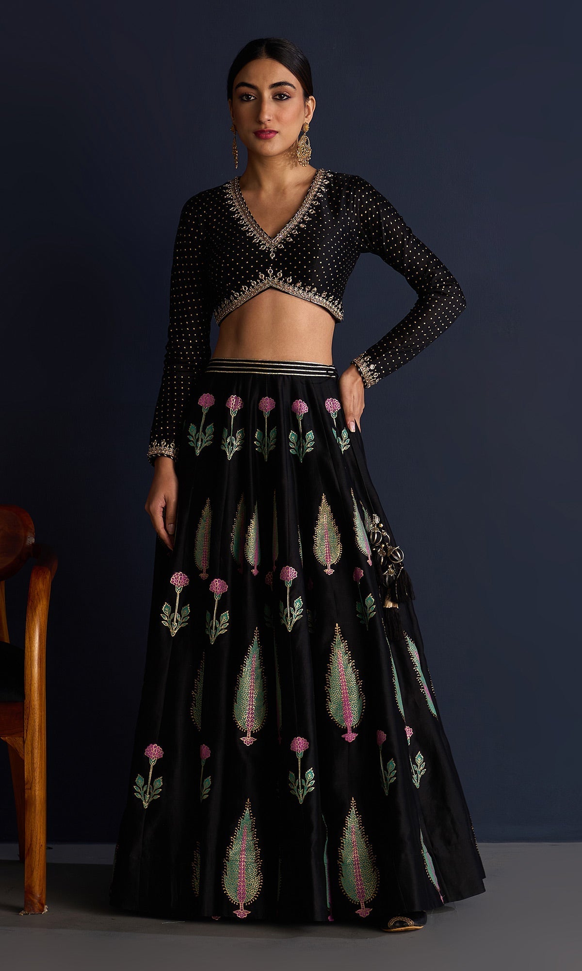 Isha Bohra In Rasiya Black Block Print Lehenga