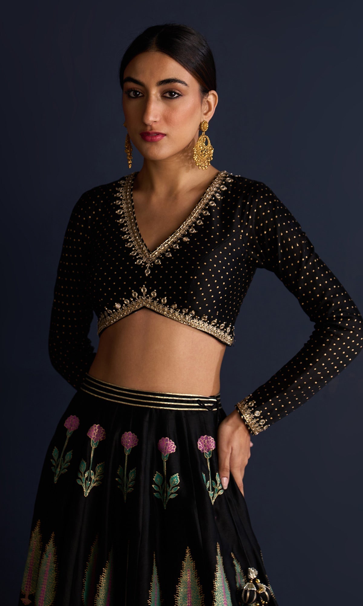 Isha Bohra In Rasiya Black Block Print Lehenga