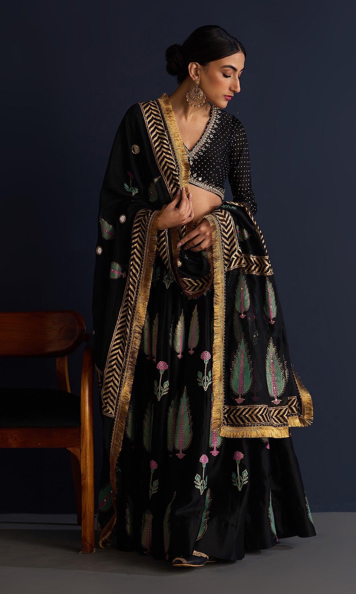 Isha Bohra In Rasiya Black Block Print Lehenga