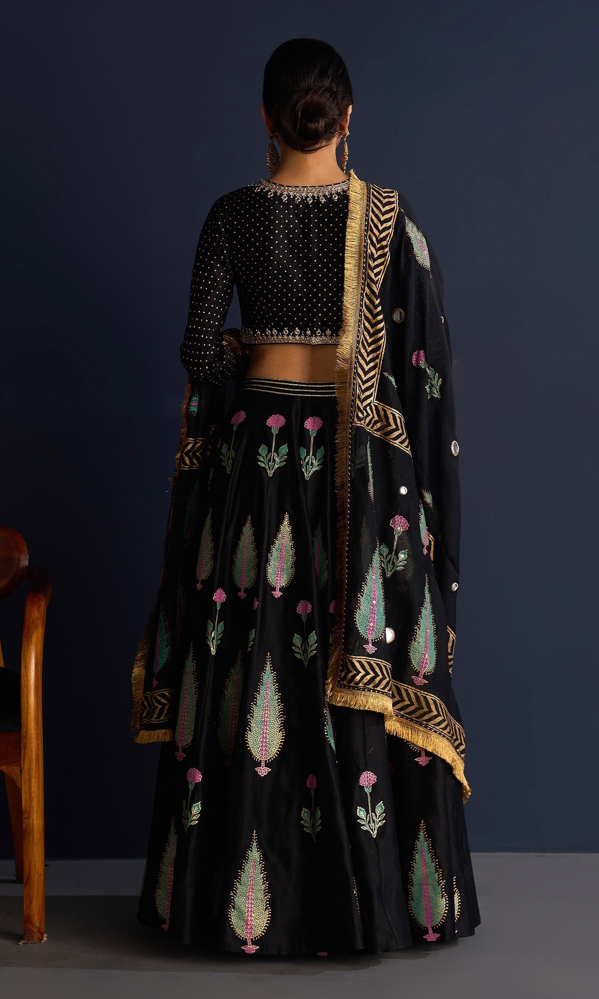 Isha Bohra In Rasiya Black Block Print Lehenga