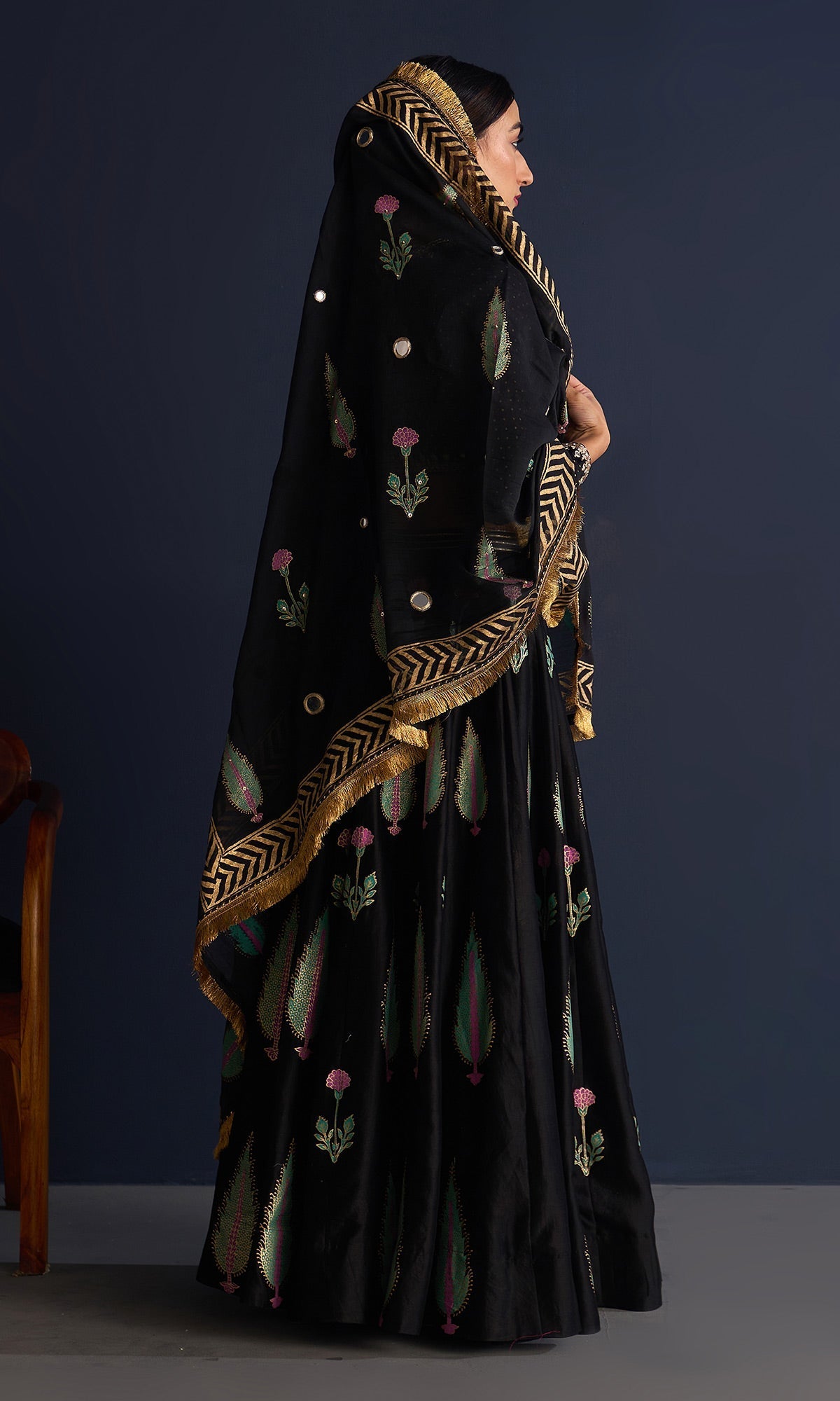 Isha Bohra In Rasiya Black Block Print Lehenga