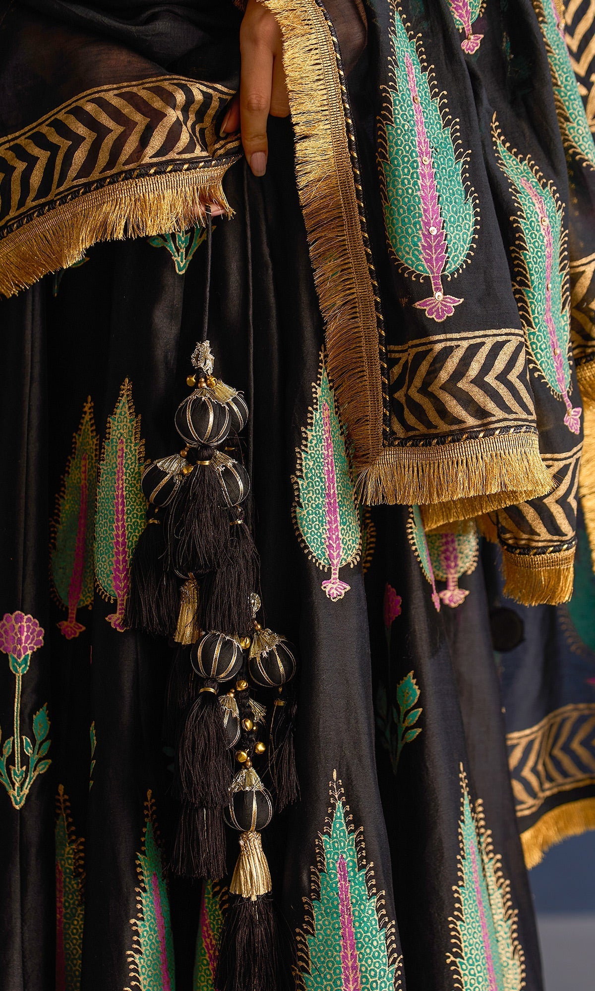 Isha Bohra In Rasiya Black Block Print Lehenga