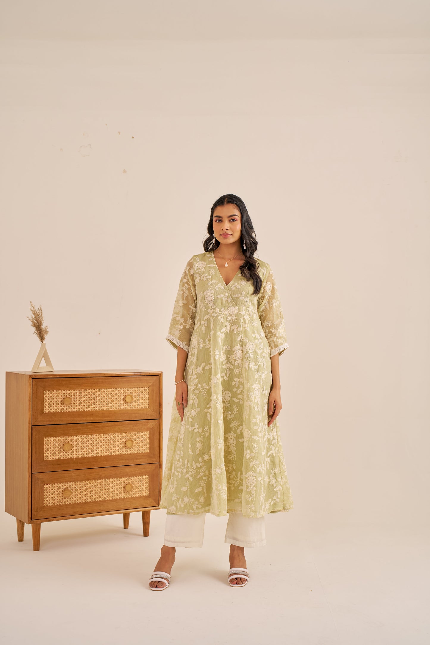 Nazaakat Meher Green Embroidered Anarkali Kurta