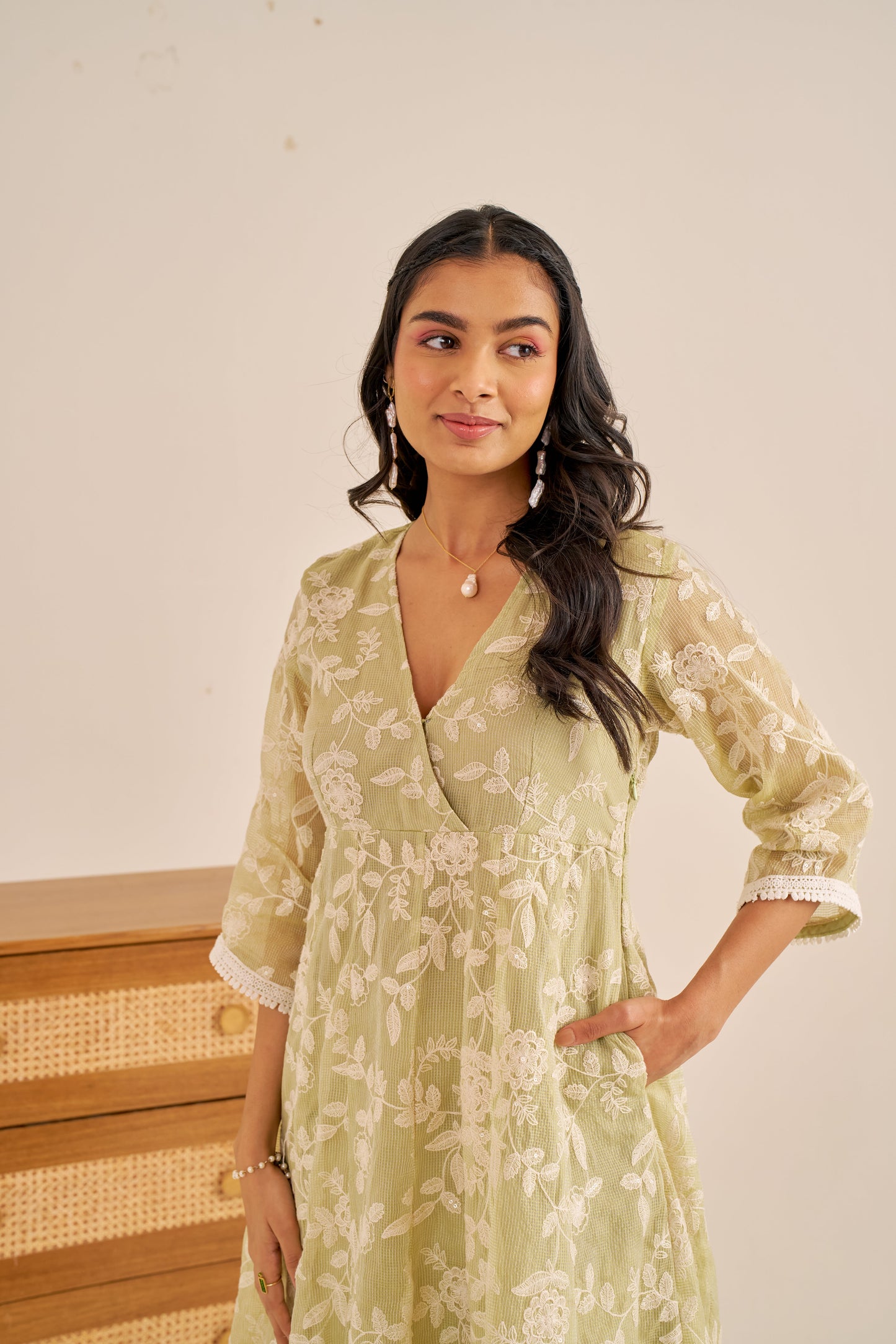 Nazaakat Meher Green Embroidered Anarkali Kurta