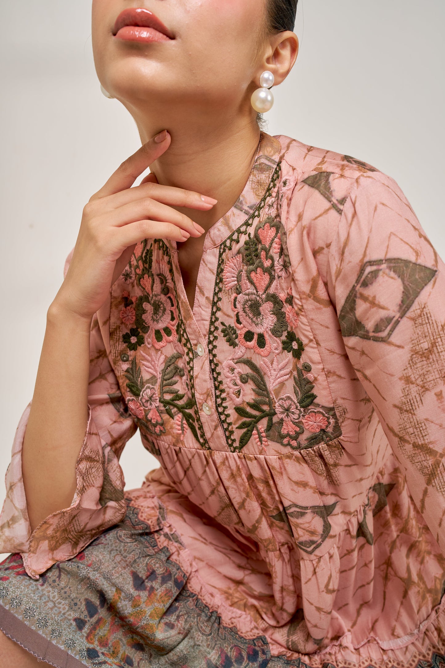 Nazaakat Meher Blush Pink Printed Short Dress