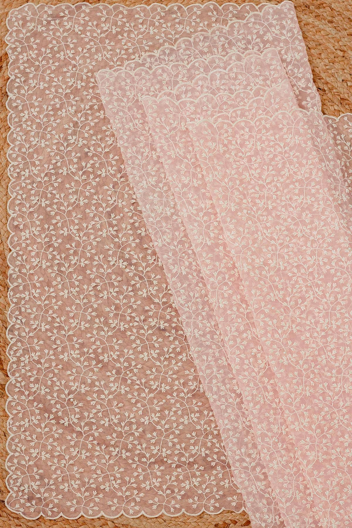 Pink Organza Embroidered Dupatta With Pearl Womens Soch