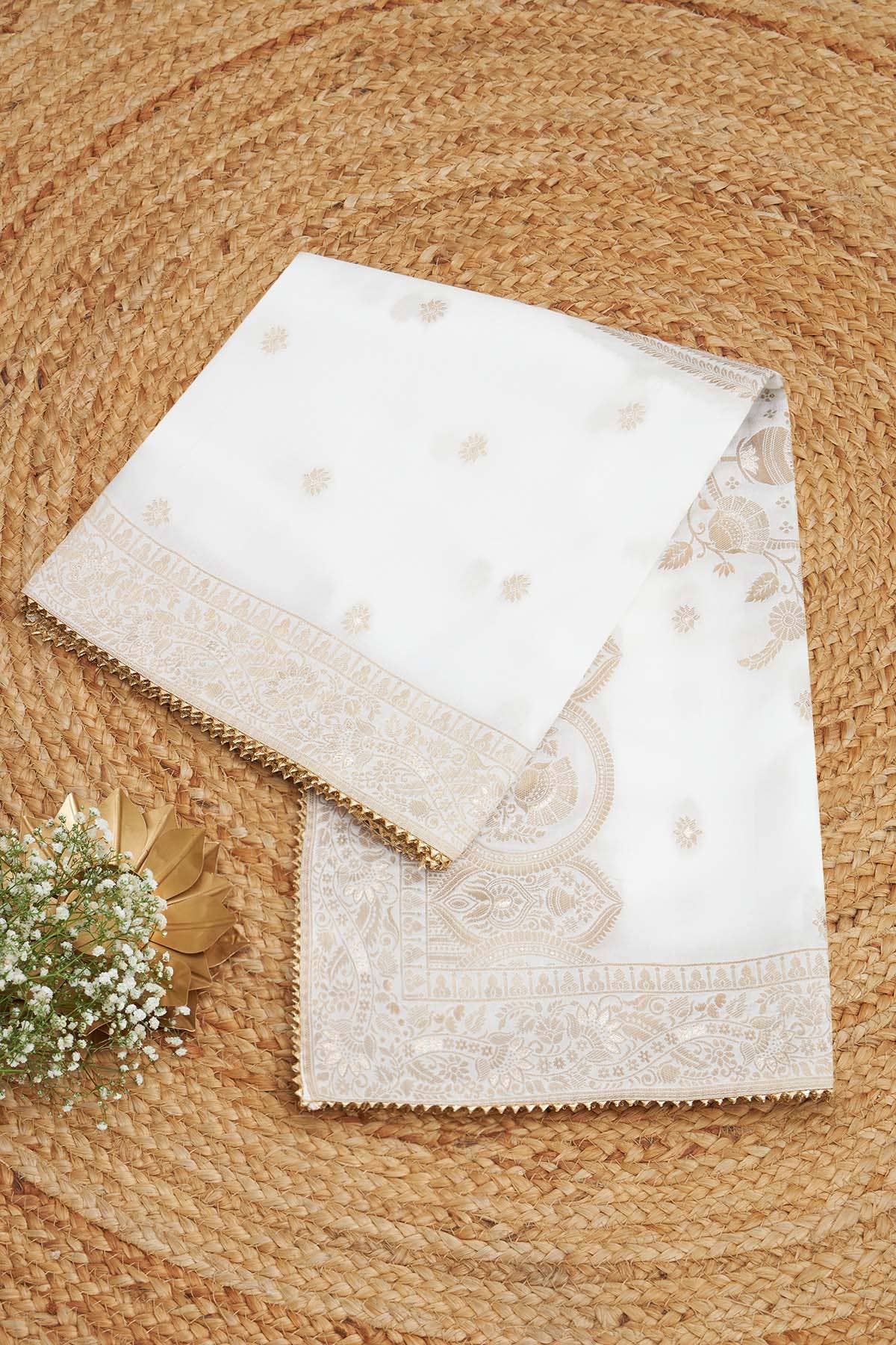 White_Silk_Blend_Zari_Woven_Dupatta_Womens_Soch